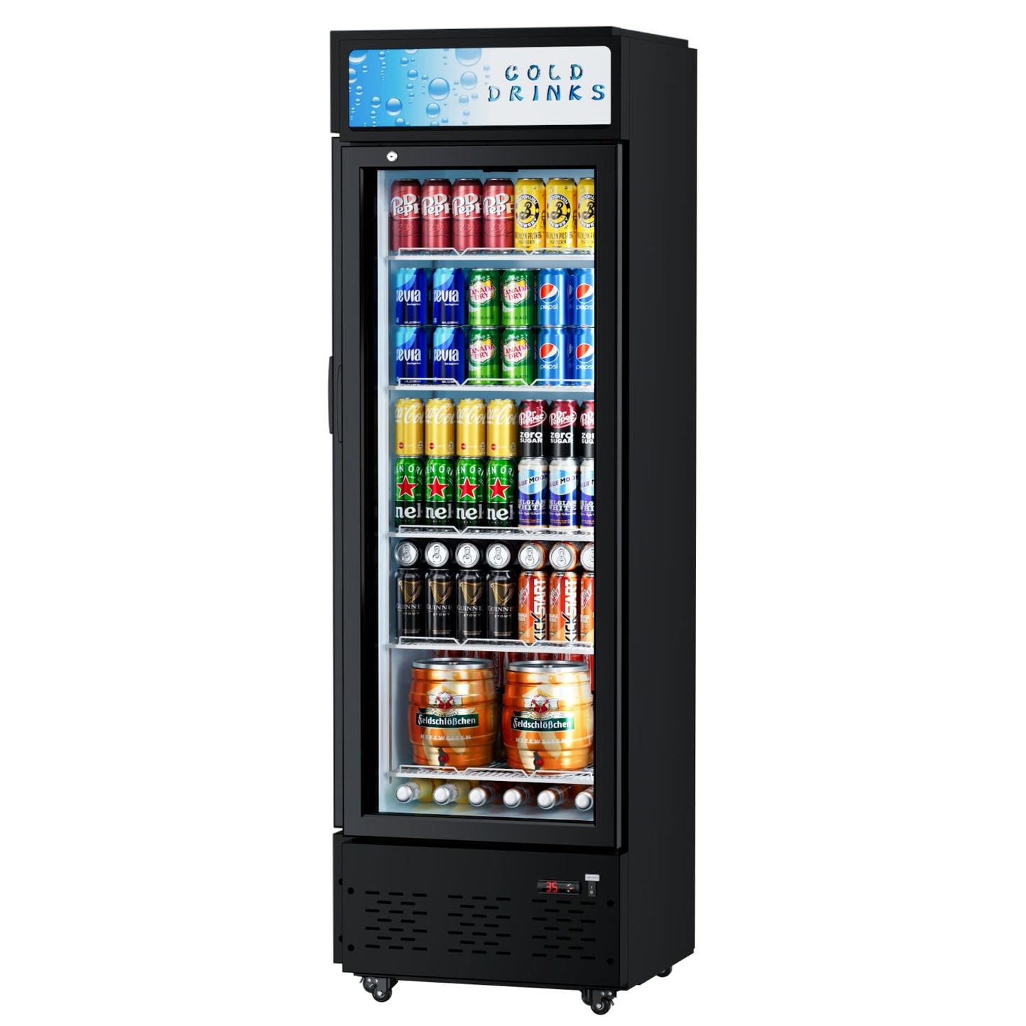 ECEVT 20.8''W Commercial Refrigerators, 11 Cu.ft. Glass Door Beverage Refrigerators Commercial Fridge Upright Display Cooler with Soft LED Light and Adjustable Shelves for Restaurant Grocery Stores