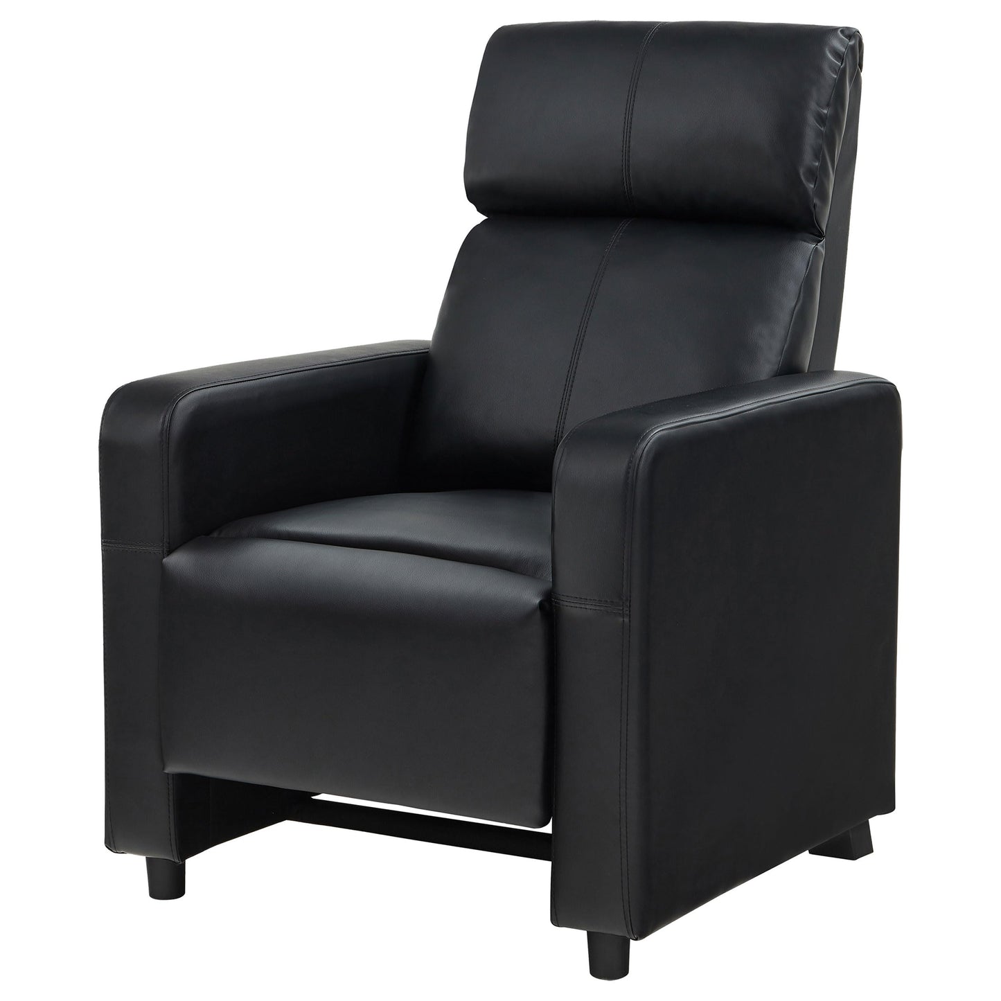 Coaster Home Furnishings - Toohey - Leatherette Upholstered Push Back Recliner Chair with Plush Headrests, Padded Armrests, and Pocket Coil Cushions - Living Room - 30-Inch - Black - 600181