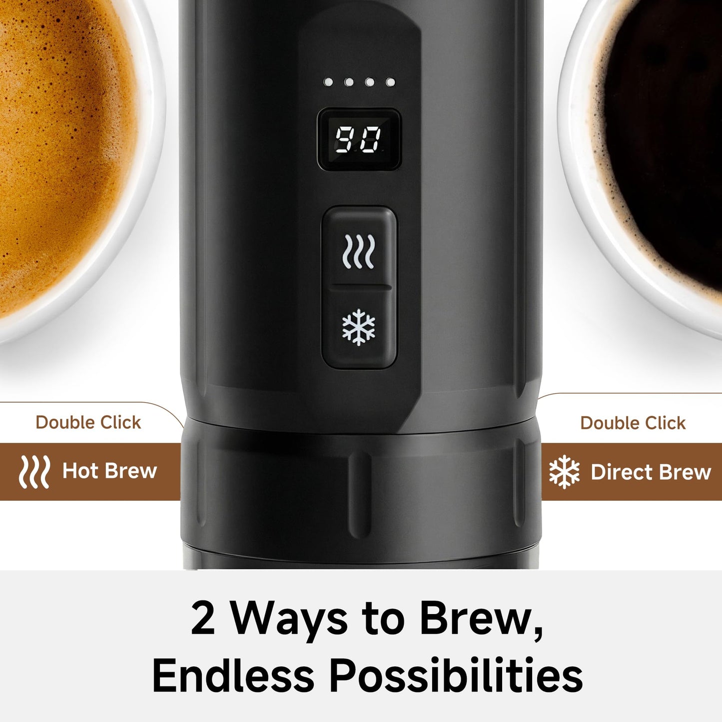 HIBREW H4C Explorer - Portable Electric Espresso Machine, USB-C Rechargeable Coffee Machine for Camping and Travel, Compact for Capsules & Ground Coffee, with Foldable Holder & Carrying Case (Black)