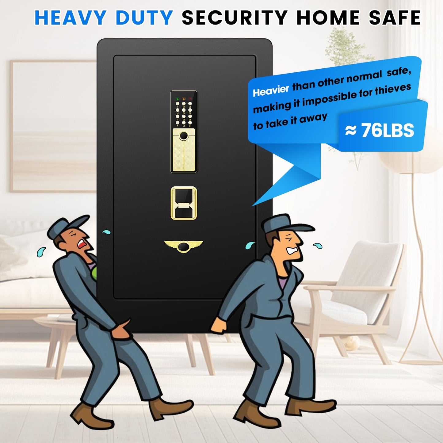 8.5 Cuft Heavy Duty Home Safes Fireproof Waterproof, Extra Large Fireproof Safe Box, Anti-theft Fire Proof Safe with Dual alarms, Hidden bottom lock box, Security Safes for Office Business