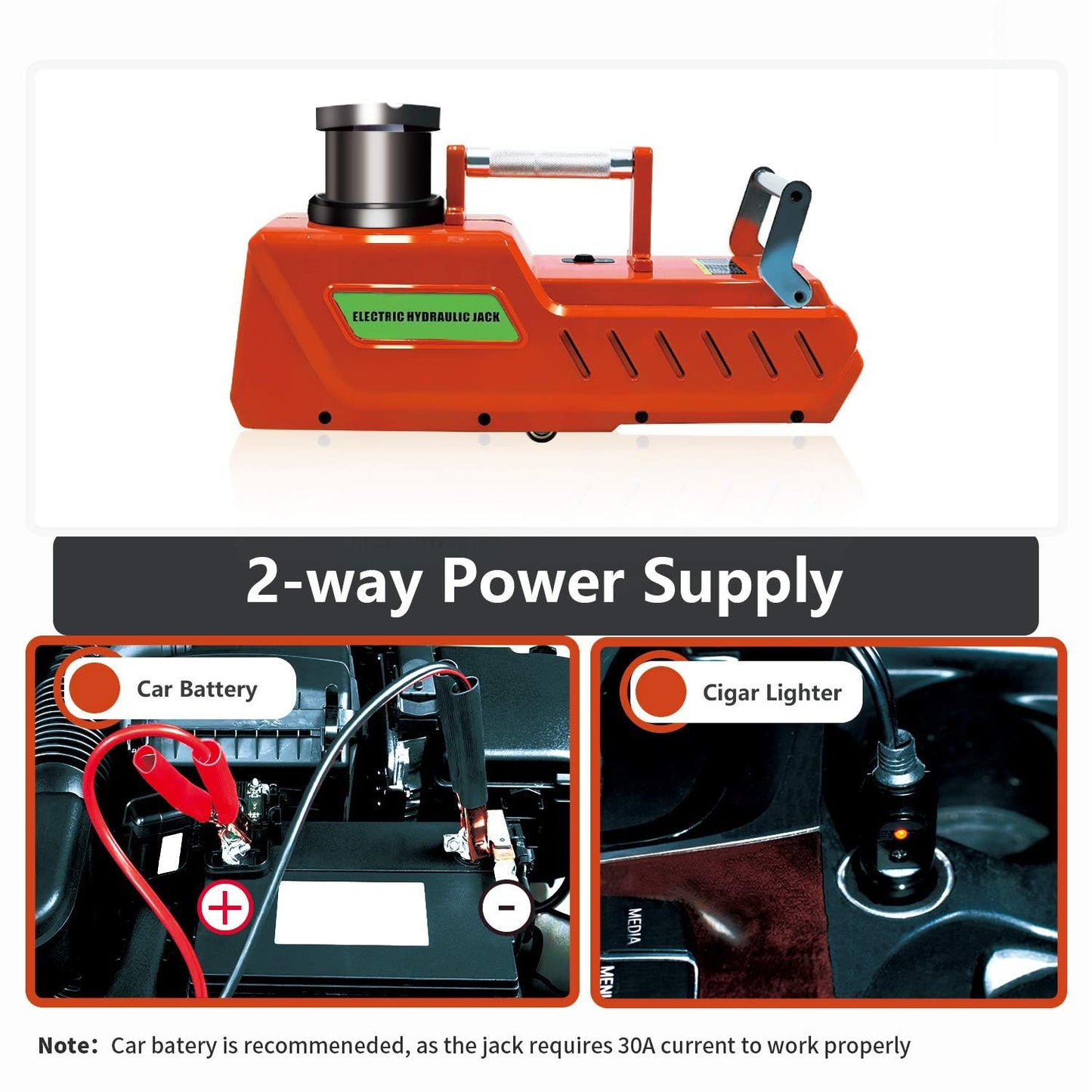 E-HEELP 15 Ton Electric Hydraulic Floor Jack, 12V DC Heavy Duty Truck Jack with LED Light for RV, SUV, Van, Sedan, Trucks (7.8-20.4 Inch Lift)