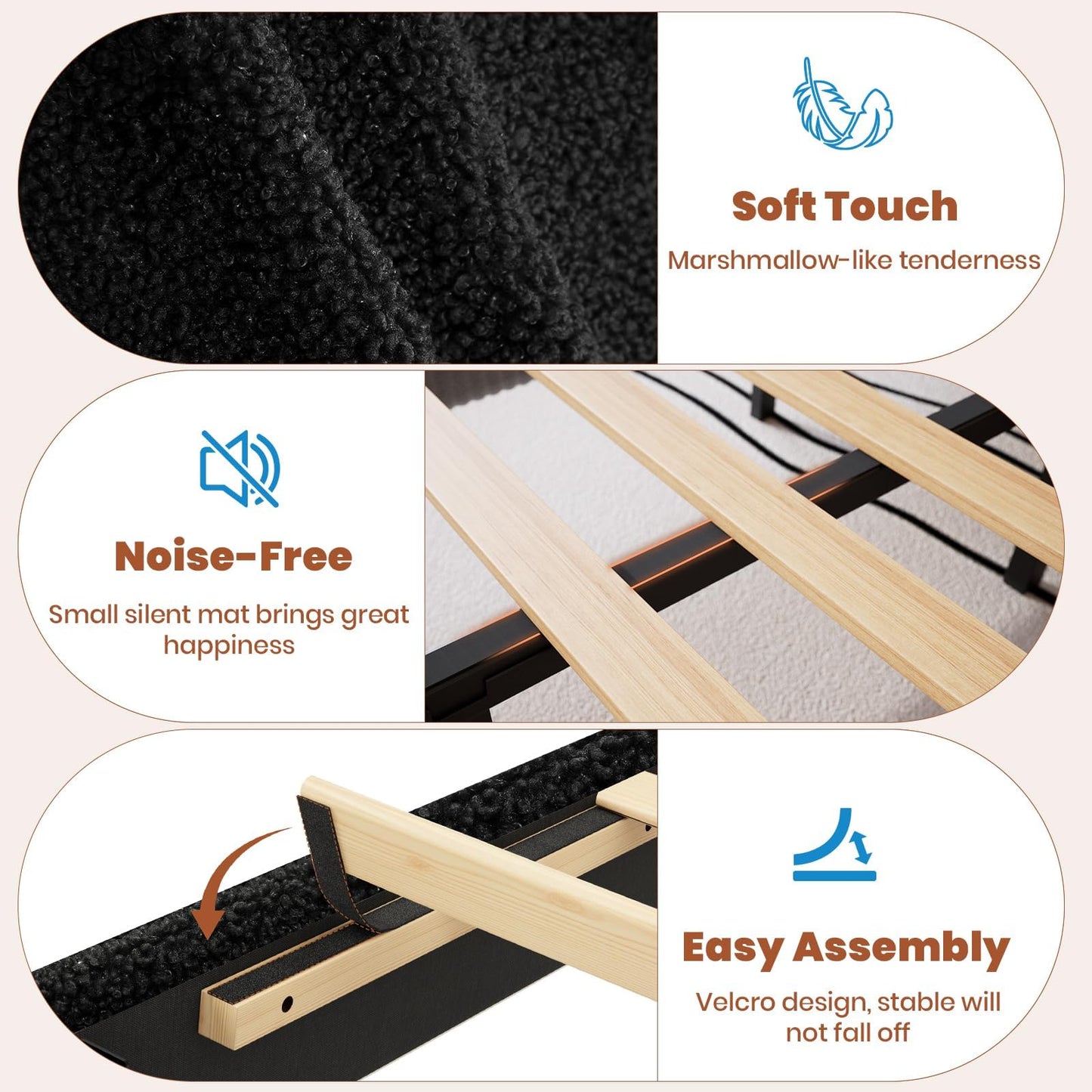 GarveeHome LED Full Size Bed Frame with 2 Drawers and Headboard, Cute Upholstered Bed with Storage, Sturdy Platform Bed, No Box Spring Needed, Wooden Slats, Noise Free, Black