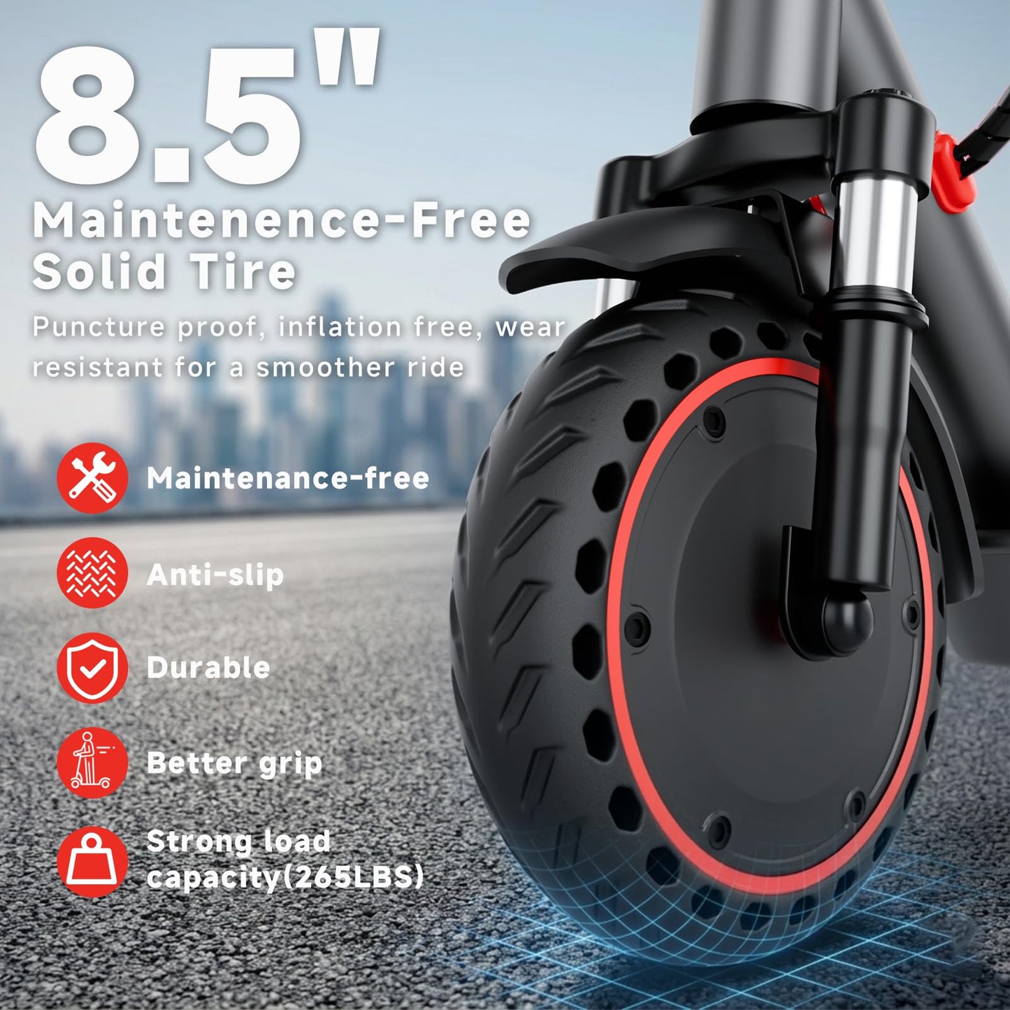 Qlaway 8.5" Electric Scooter for Adults Dual Shock absorbers 19 MPH 350W Motor,Four Modes E Scooter 15 Miles Range, Foldable,APP Control