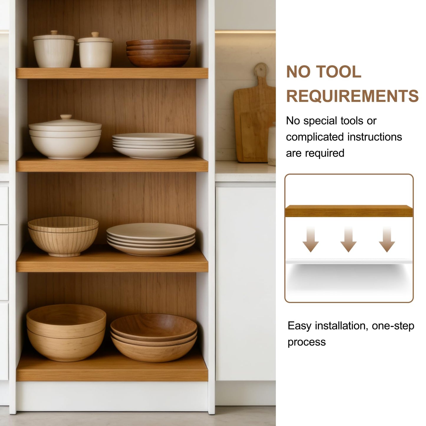 5-Pcs Bamboo Wire Rack Covers, Wire Shelf Covers for Shelving Liners,Install-Free