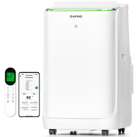 ZAFRO Smart Inverter Portable Air Conditioners, 12000 BTU (8000 BTU SACC) Dual Hose Portable AC Unit with Energy Saving/Ultra Quiet(42dB 2026)/Drainage-free Cool/APP/Remote for Multi-Scenario Use