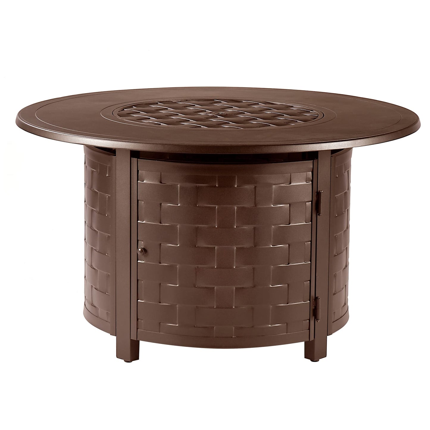 Oakland Living Round 44 in. x 44 in. Aluminum Propane Fire Pit Table with Glass Beads, Two Covers, Lid, 57,000 BTUs in Brown Finish