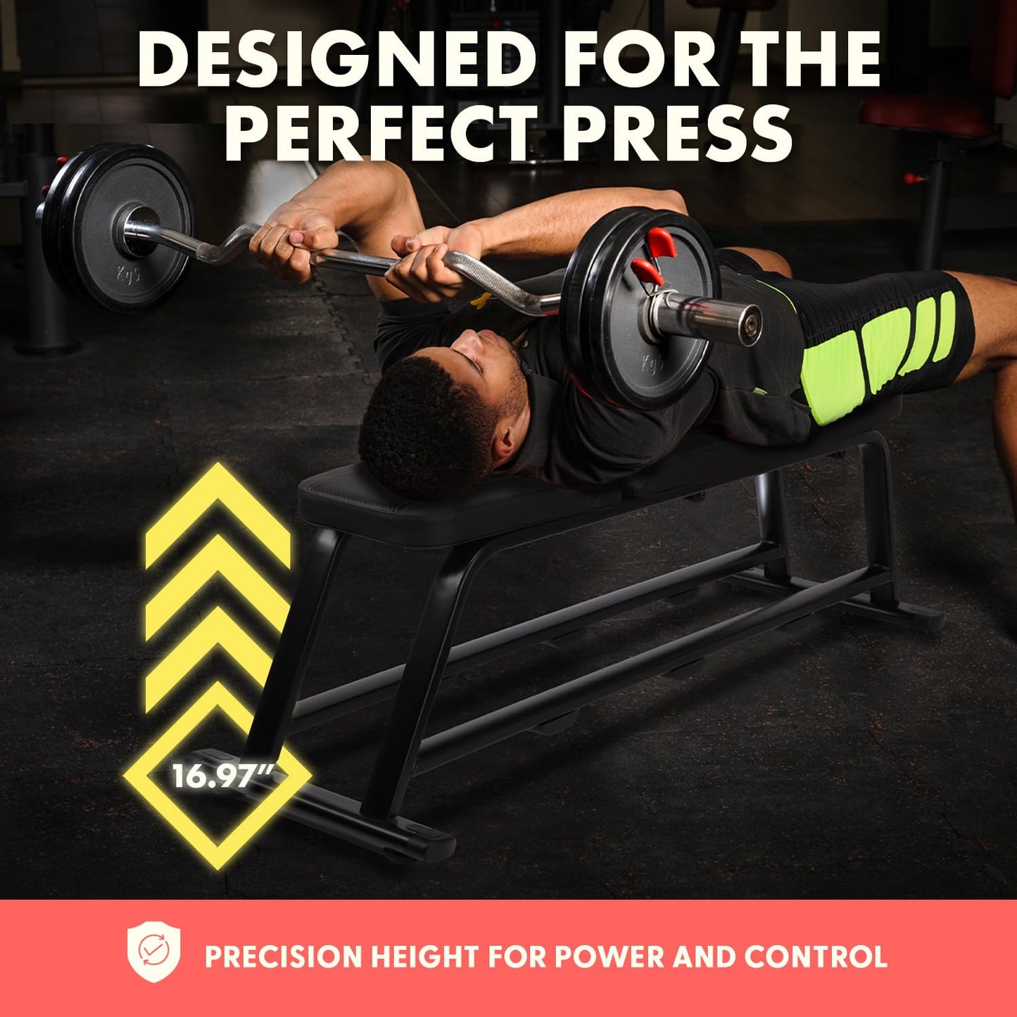 SQUATZ Foldable Flat Weight Bench, Heavy-Duty Workout Bench for Home Gym, Compact and Portable Design, Adjustable and Durable Built with Cushioned Backrest for Strength and Resistance Training