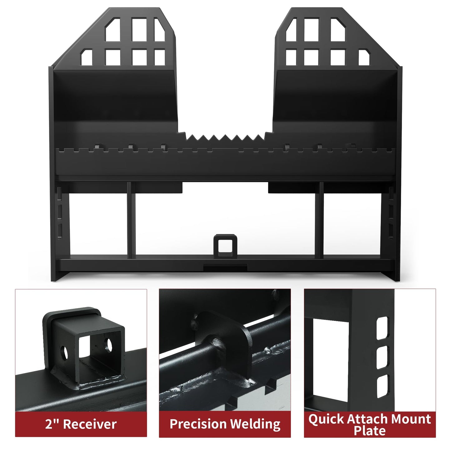 YITAMOTOR 4000lbs Skid Steer Pallet Fork Attachment, 45" Pallet Fork Frame with 48" Pallet Forks Blades fit for Kubota Bobcat Skid Steer Quick Tach Loaders Tractors