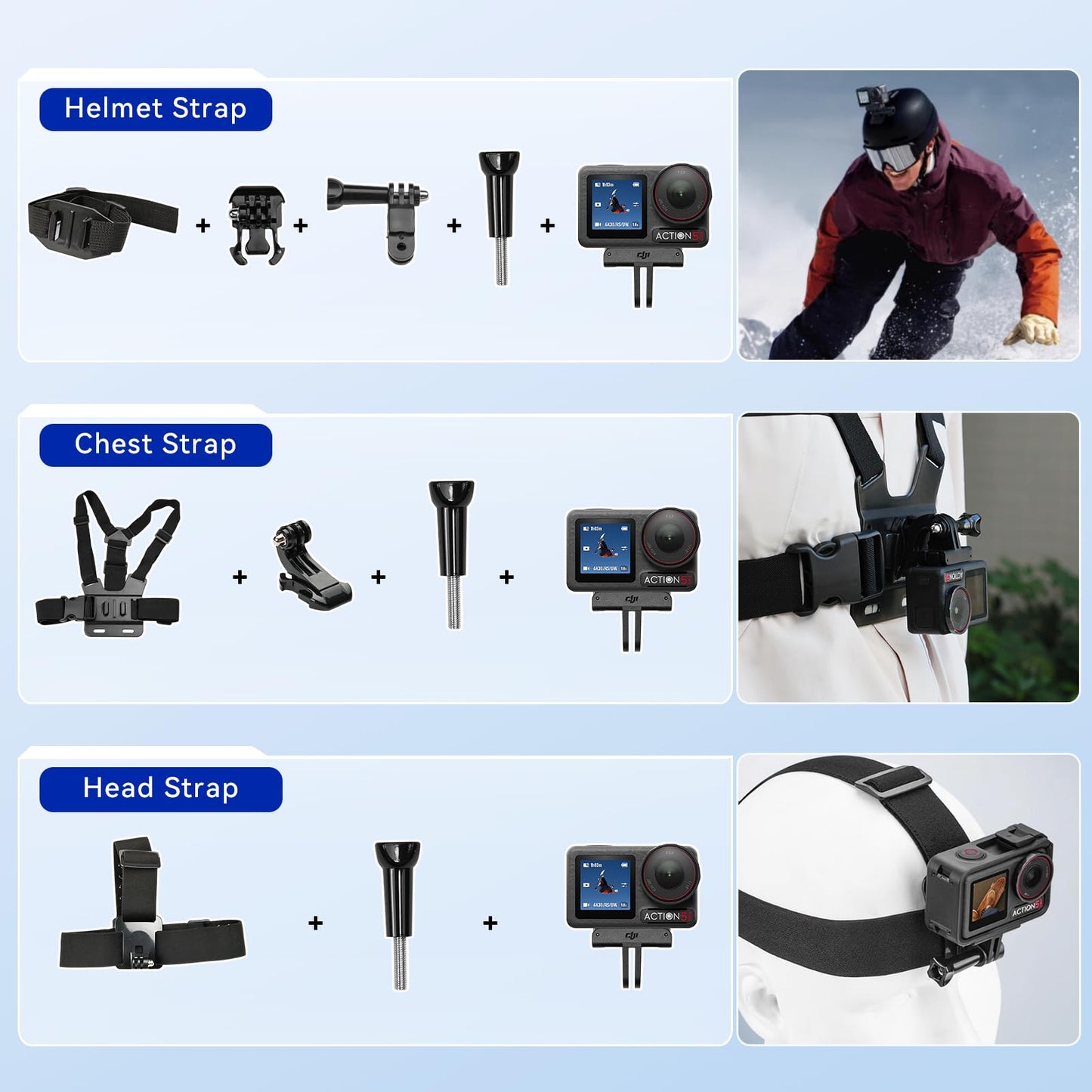 DJI Osmo Action 4 Waterproof Action Camera Bundle, 1/1.3" Sensor, 4K/120fps Video, Stunning Low-Light Imaging, Original Standard Combo + 58 Piece Accessory Kit + Extra 64GB Card