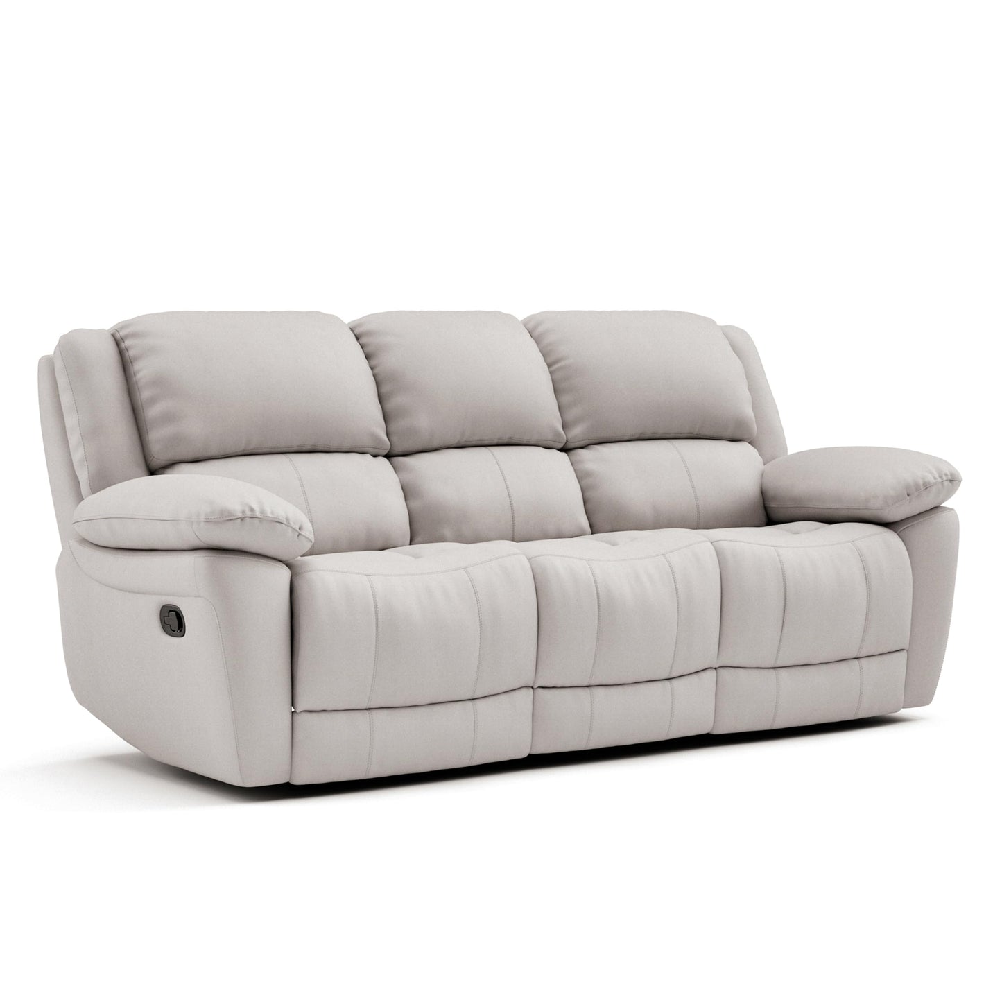 Furniture of America Sorin Modern Leather Recliner Sofa with Pillow Armrests and High Density Foam, Reclining Sectional Couch for Living Room, Office, Home Theater, FSC Certified, Off-White