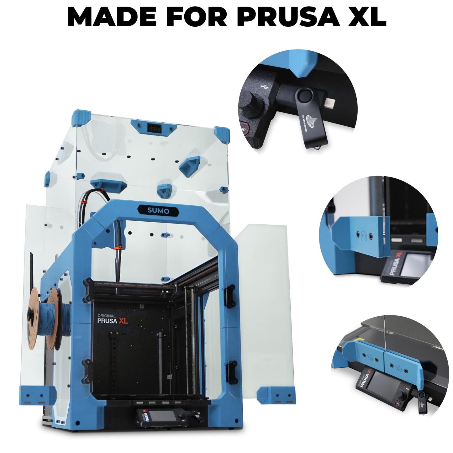 3D SOURCERER Sumo Prusa XL Enclosure Kit, Clear Acrylic Panels with Hygrometer, Magnets, Fasteners and Hex Rods, Dust Protection for 3D Printer, Printed Parts Not Included