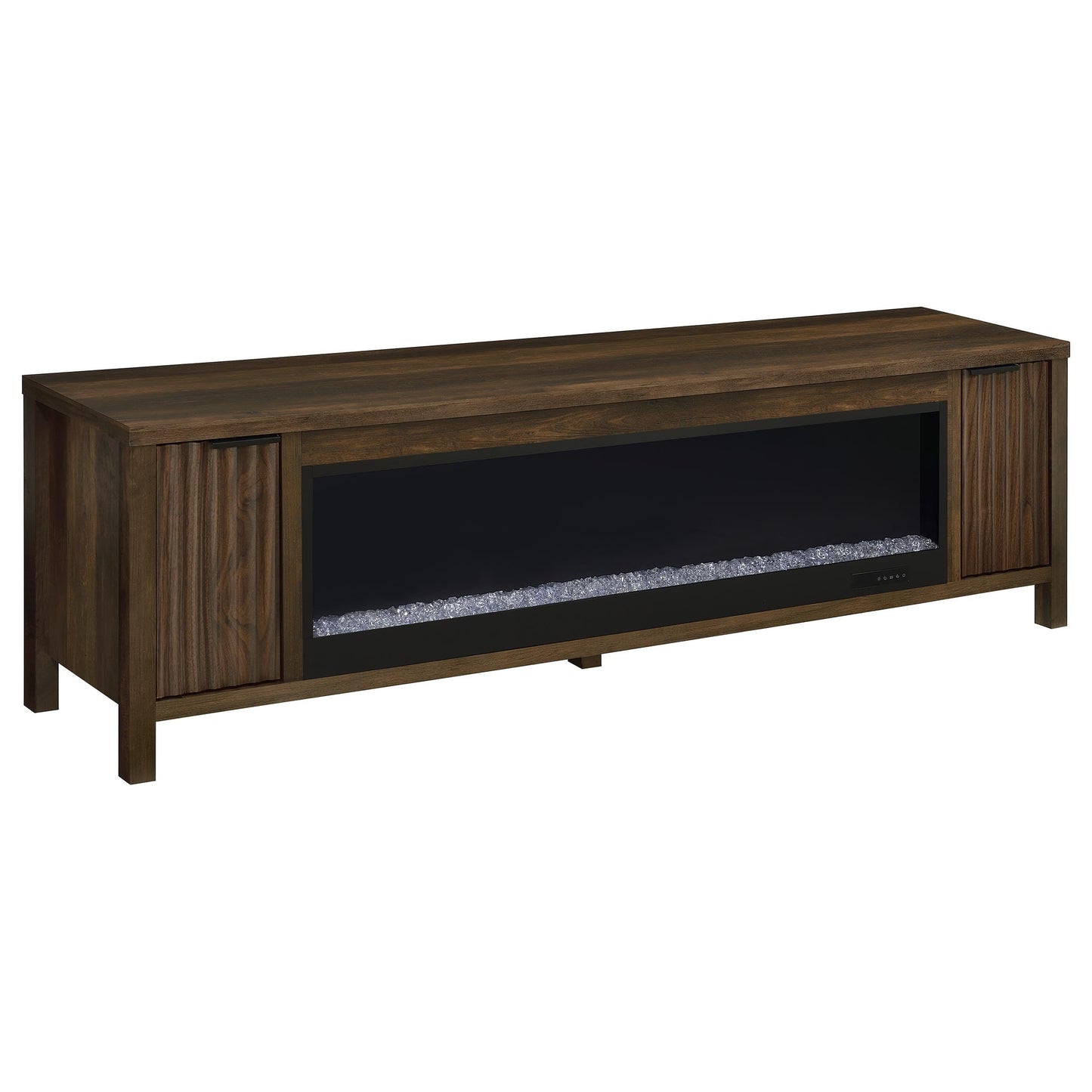 Coaster Home Furnishings - Carey - Wood - 79-Inch Fireplace TV Stand with Slatted Doors, Built-in Flame Box, Two Adjustable Shelves - Living Room - Dark Pine - 722823