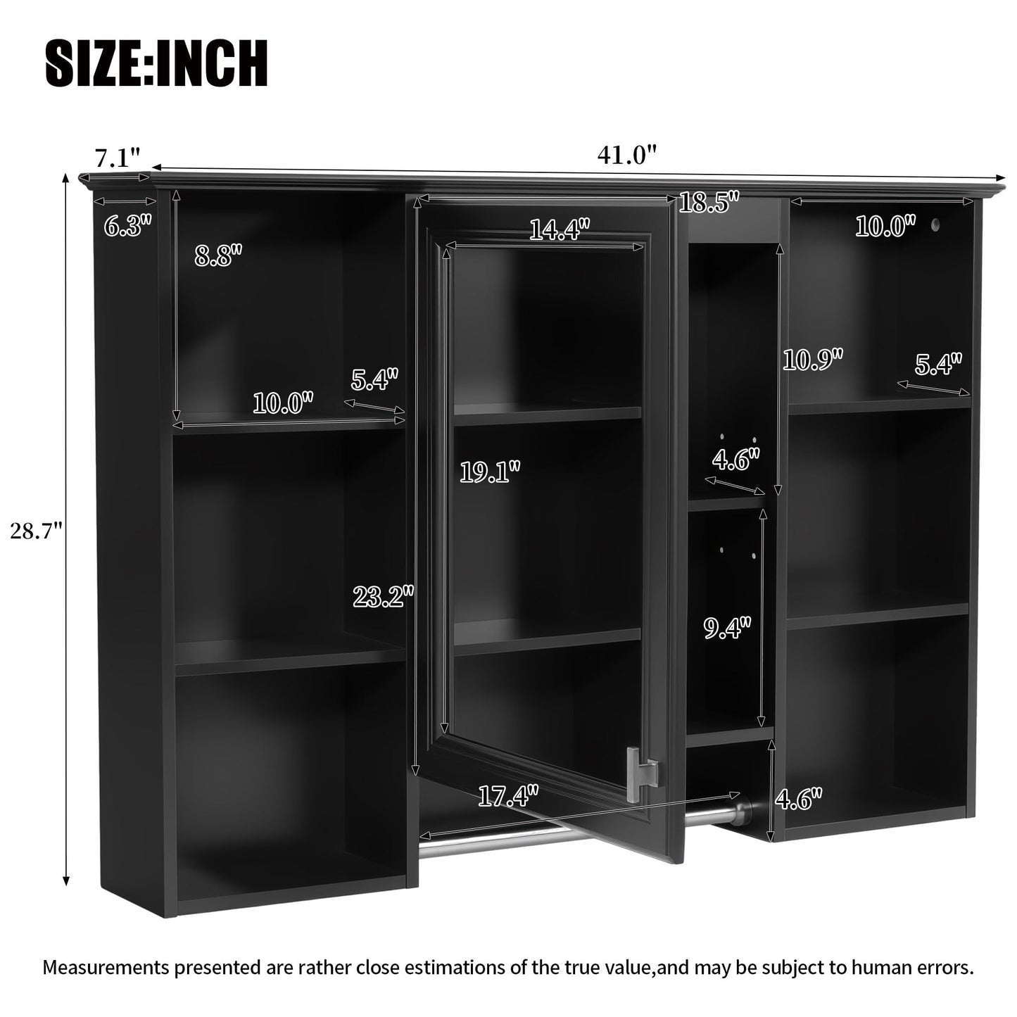 Merax 3-in-1 Bathroom Mirror Cabinet, 42 inch Wall Mounted Medicine Cabinet with Adjustable Shelf & Soft Close Door, High-Define Mirror with Storage for Bathroom Vanity,Black