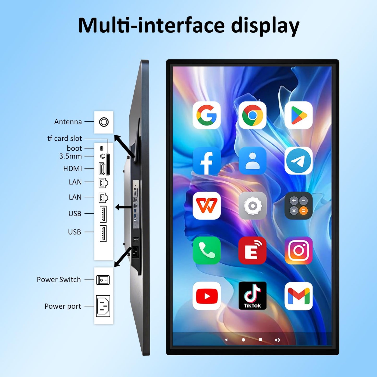 55" Smart Board, Electronic Interactive Smartboard for Classroom, Screen Mirroring, Android iOS 12, Digital Whiteboard for Presention Annotation Live Streaming(Wall Mount Included)