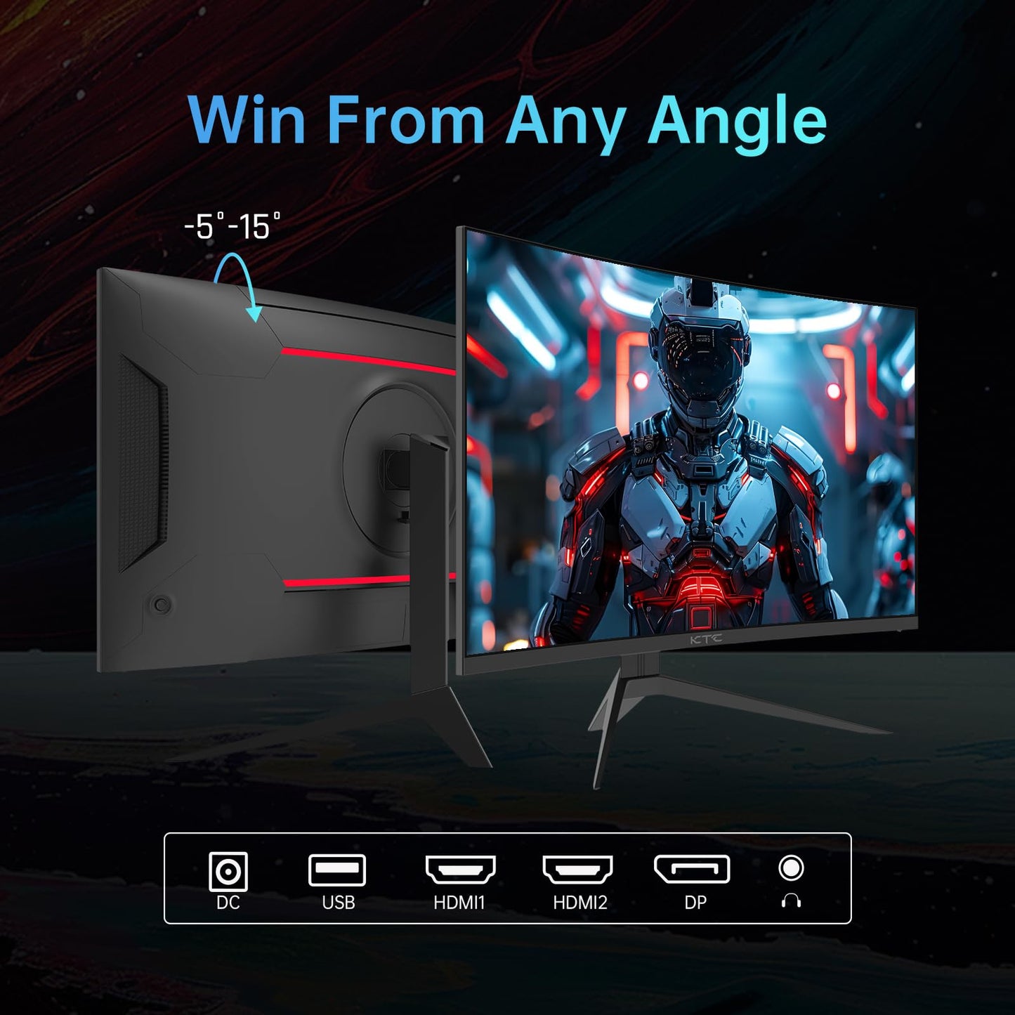 KTC 32 inch 240Hz Curved Gaming Monitor, 1500R 1080P Curved Monitor 1ms, Adaptive Sync, HDR10, 125% sRGB, HDMI 2.0 x2 & DP1.4 x1, VESA, Tilt Adjustable,Xbox PS5 Switch, Black, H32S17F