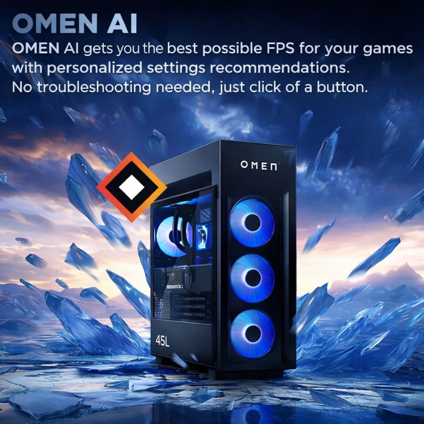 HP Omen MAX 45L 5090 Gaming Desktop, AMD Ryzen 9 9900X3D 5.5GHz, Geforce RTX 5090, 64GB DDR5 RAM, 4TB SSD, Liquid Cooler, RGB Light Studio, 3X DP, Support 3-Monitor 4K, Windows 11 Pro, Black