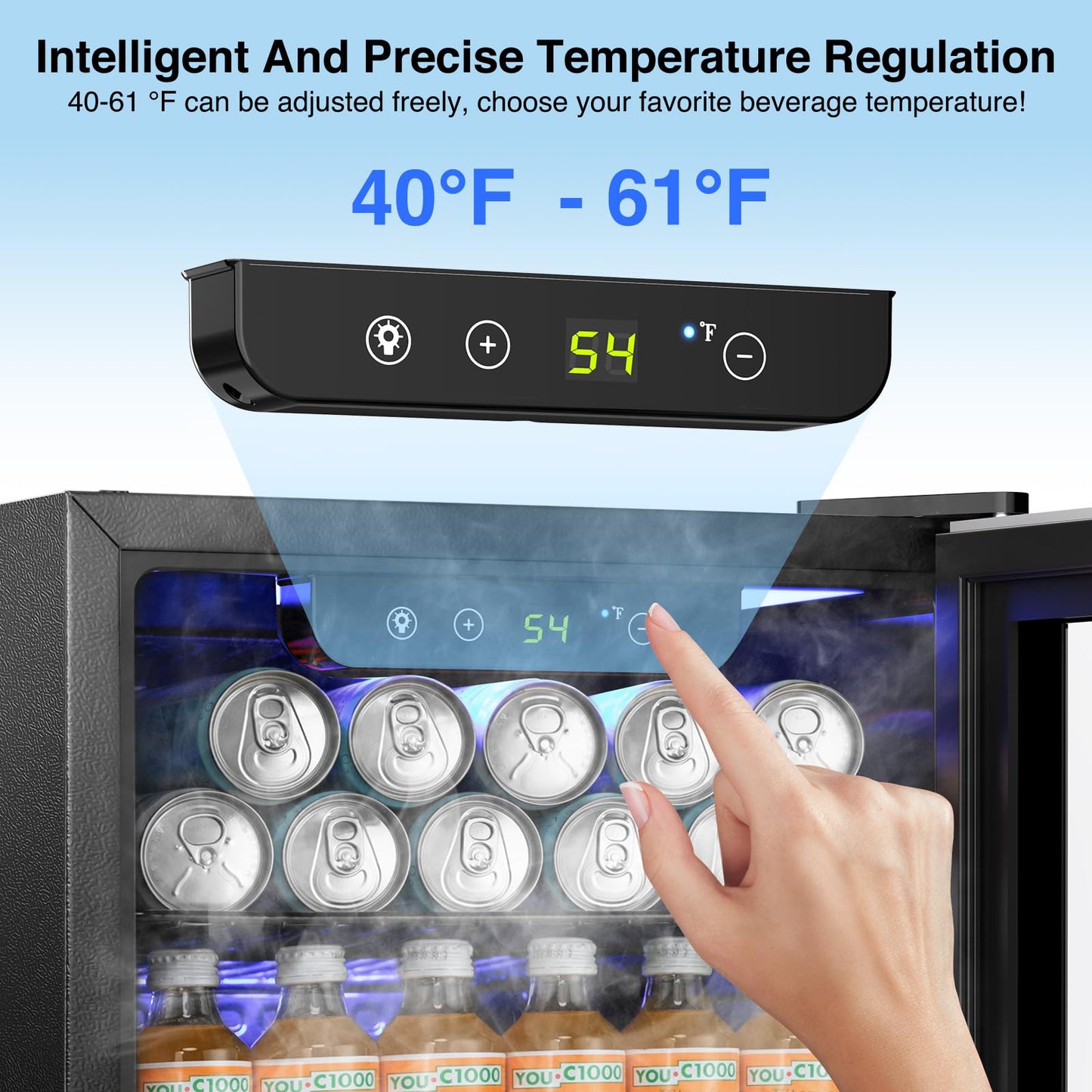 Kismile 18 Bottle Freestanding Wine Cooler Refrigerator, 1.7 Cu. Ft Mini Wine Fridge with Digital Temperature Control, Single Zone Cooling, Double-Layer Glass Door & Removable Shelves, 40-61°F
