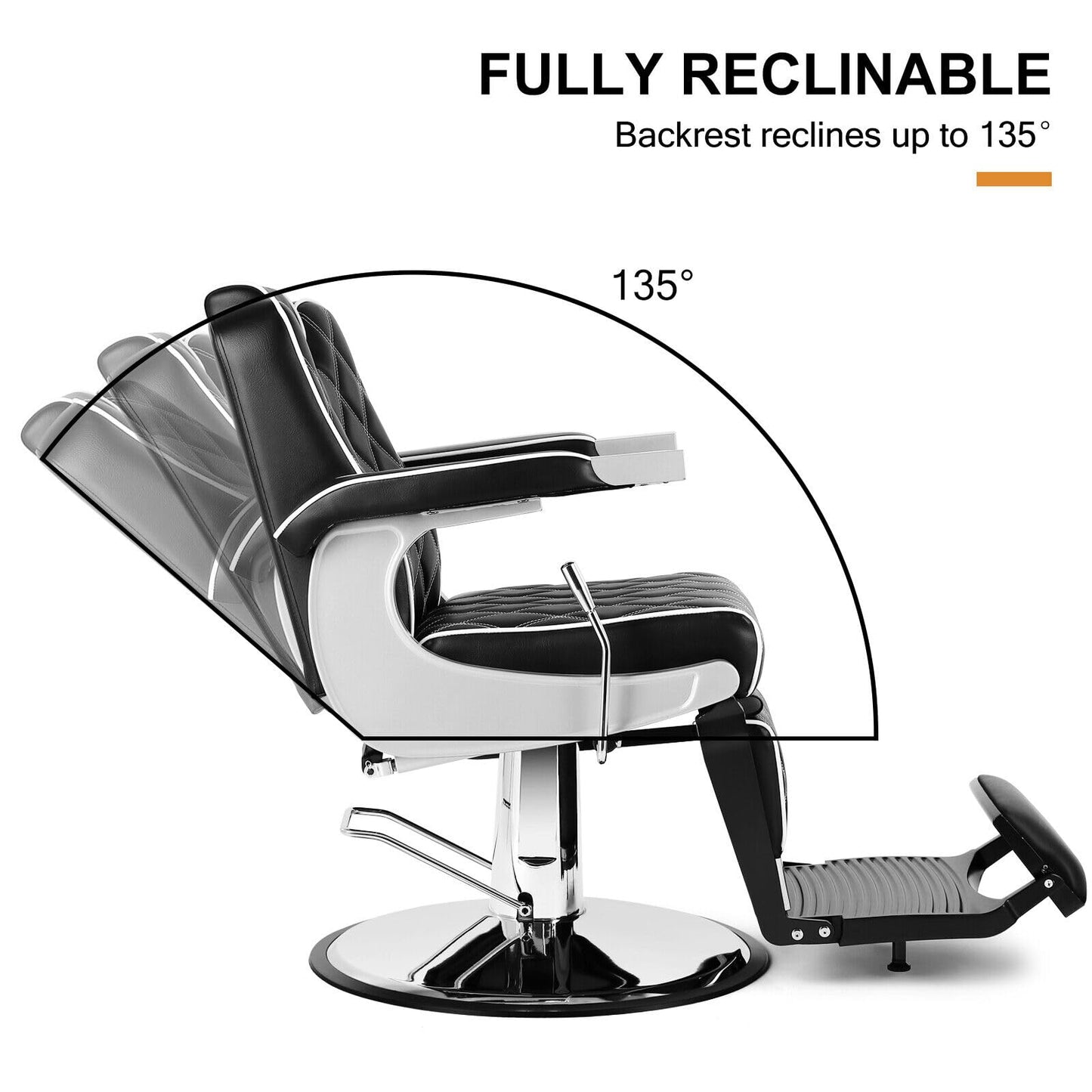Artist hand All Purpose Barber Chair Wide Backrest Reclining Salon Chair for Hair Stylist Tattoo Chair Makeup Chair for Salon Equipment (Black)