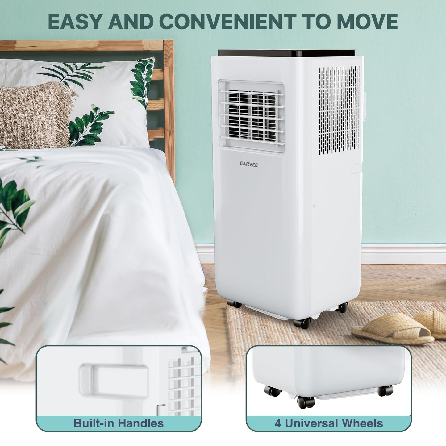 GarveeHome 10000 BTU Portable Air Conditioners, 4 in 1 Portable AC Unit with Cool Dry Fan Sleep Modes, Cools Up to 450 sq.ft, Quiet, Remote, LED Display, 24H Timer, Window Install Kit for Bedroom