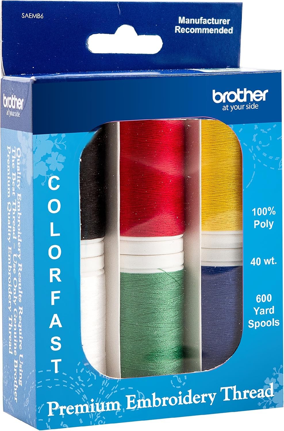 Brother PE545 Embroidery Machine, Wireless LAN Connected, 135 Built-in Designs, 4" x 4" Hoop Area, Premium Embroidery Thread 6 Spools, 75/11 Size Embroidery Needles 100 Count