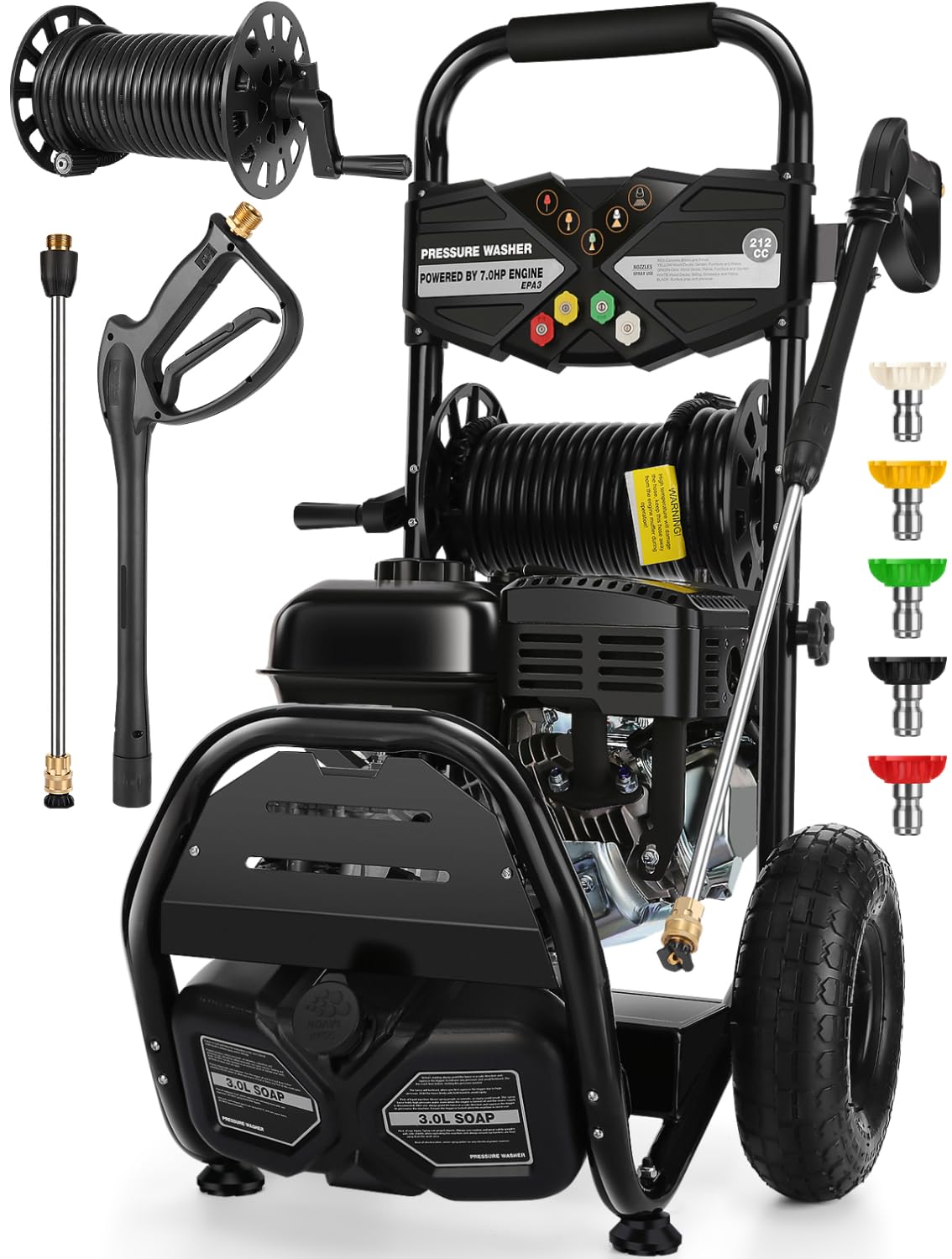 4200PSI Gas Pressure Washer 4.0GPM Gas Power Washer 212CC Gas Powered Washing Machine Commercial High Pressure Washer with 32ft Hose&5 Nozzles