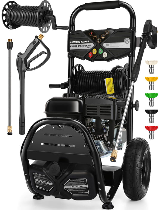 4200PSI Gas Pressure Washer 4.0GPM Gas Power Washer 212CC Gas Powered Washing Machine Commercial High Pressure Washer with 32ft Hose&5 Nozzles