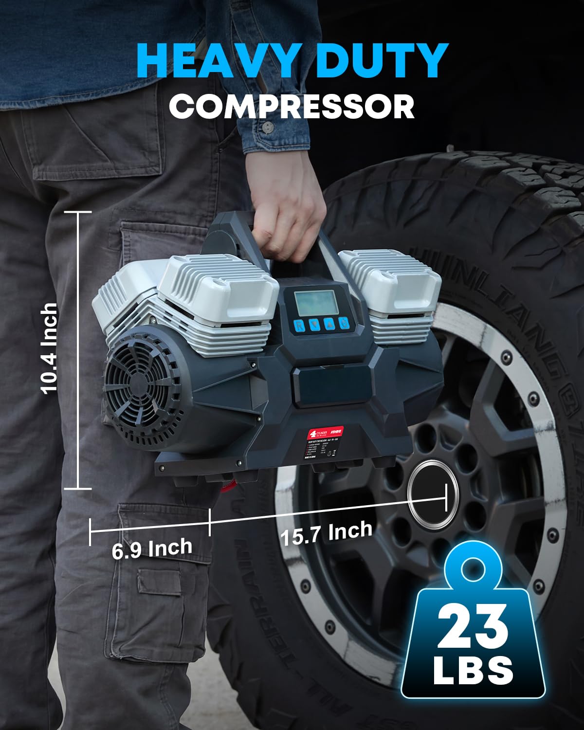 Kohree 12V Four Cylinder Fast Air Compressor with Digital Display Panel, Heavy Duty 14.13 CFM Tire Inflator Tire Pump for Offroad Truck RV 4x4 Vehicle, Max 150 PSI