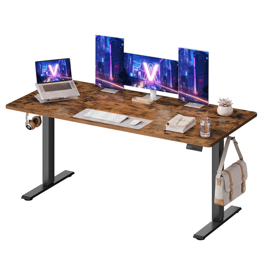 VASAGLE Electric Standing Desk, Stand Up Desk, 4 Memory Heights, Sedentary Reminder, for Home Office, 63 x 27.6 Inches, Rustic Brown ULSD316KD02S