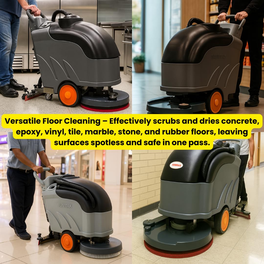 22" Self-Propelled Walk-Behind Floor Scrubber Dryer Machine, Forward & Reverse Drive, Adjustable Speed, 36,000 Ft²/h, 3.5-Hour Fast Charging, Up to 5 Hours Runtime, LiFePO4 Battery