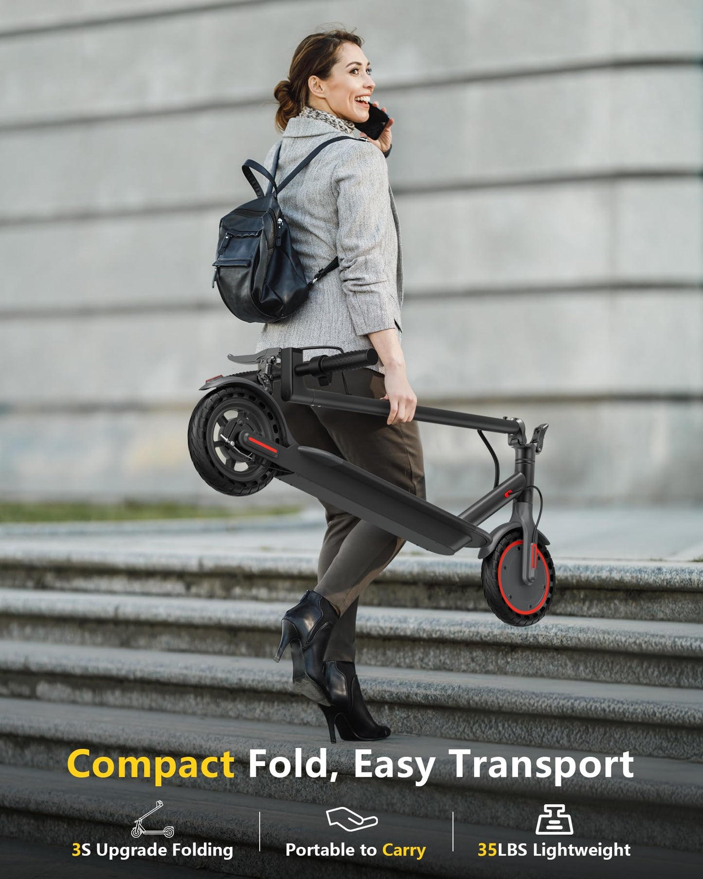 Maxshot Electric Scooter, 8.5" /10" /14" Tire, 16/19/22 Mph Top Speed, 12/16/21/27/28/49/50 Miles Long Range, Folding Escooter for Adults and Kids with Seat Bag, Dual Braking, Dual Suspension, App