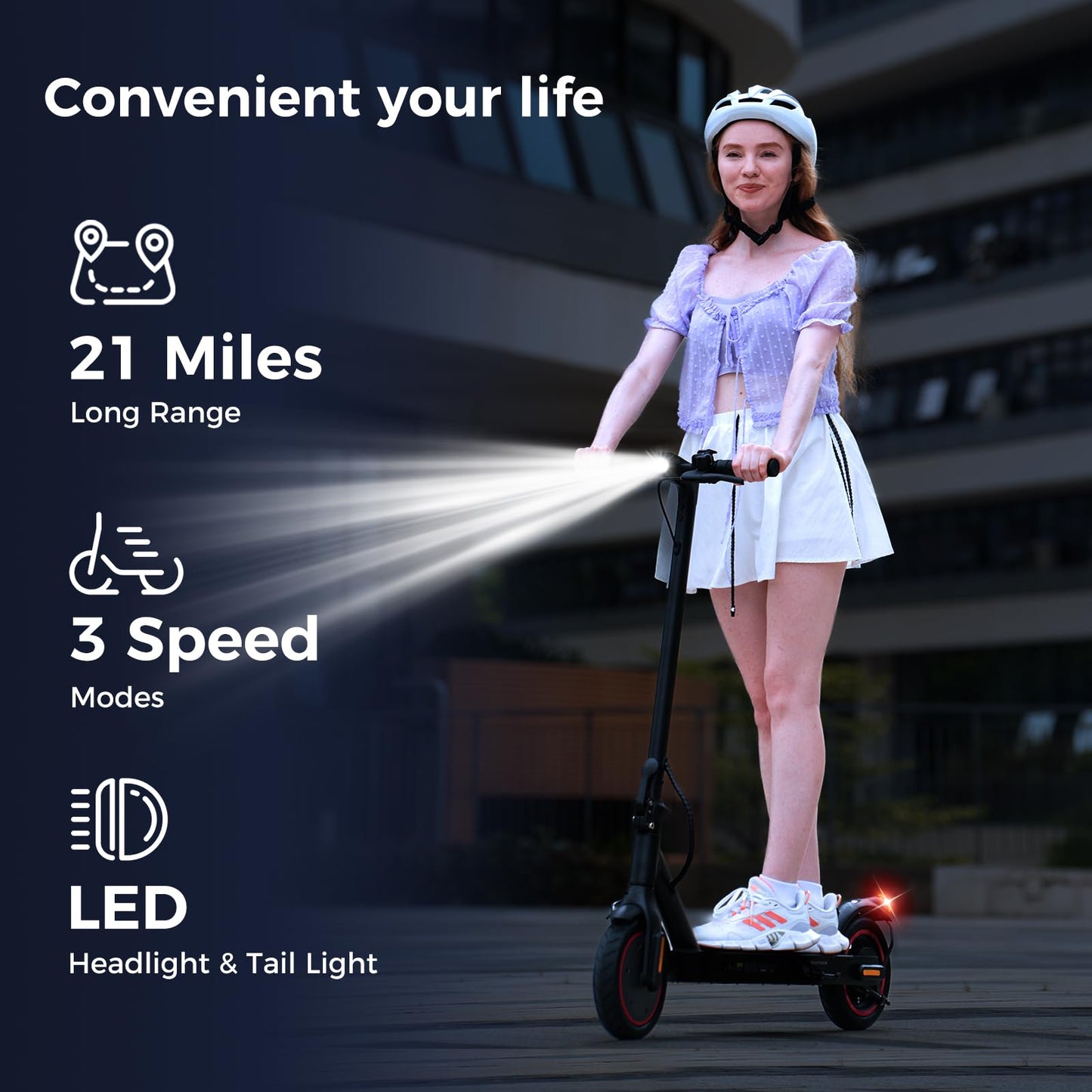 HopCycle Electric Scooters - Electric Scooter Adults, 1200W/1000W/500W Motor, 28/25/21/18 MPH Top Speed, 10''/8.5'' Tires, 28/25/23/21Miles, APP Control E Scooter for Teens Black