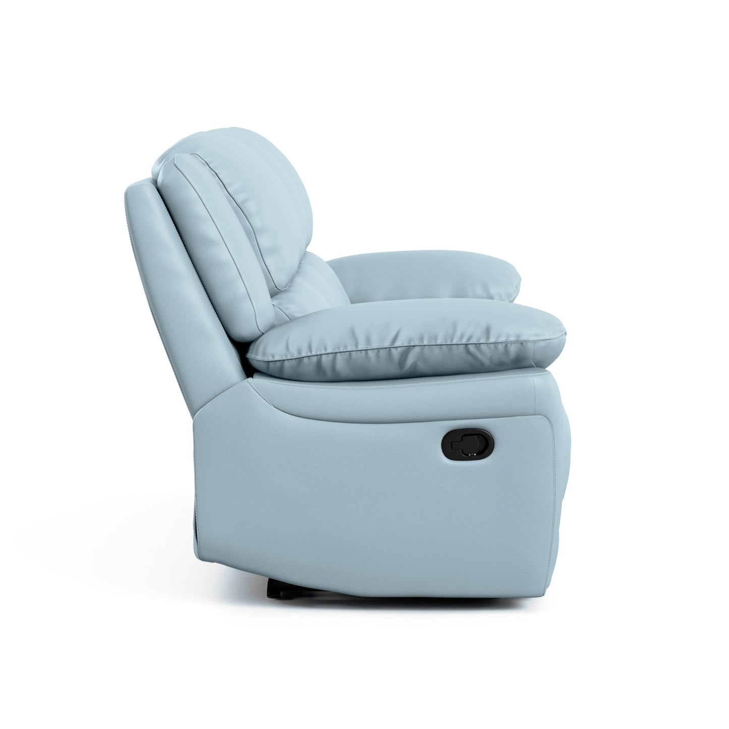 Furniture of America Sorin Modern Leather Recliner Sofa with Pillow Armrests and High Density Foam, Reclining Sectional Couch for Living Room, Office, Home Theater, FSC Certified, Blue