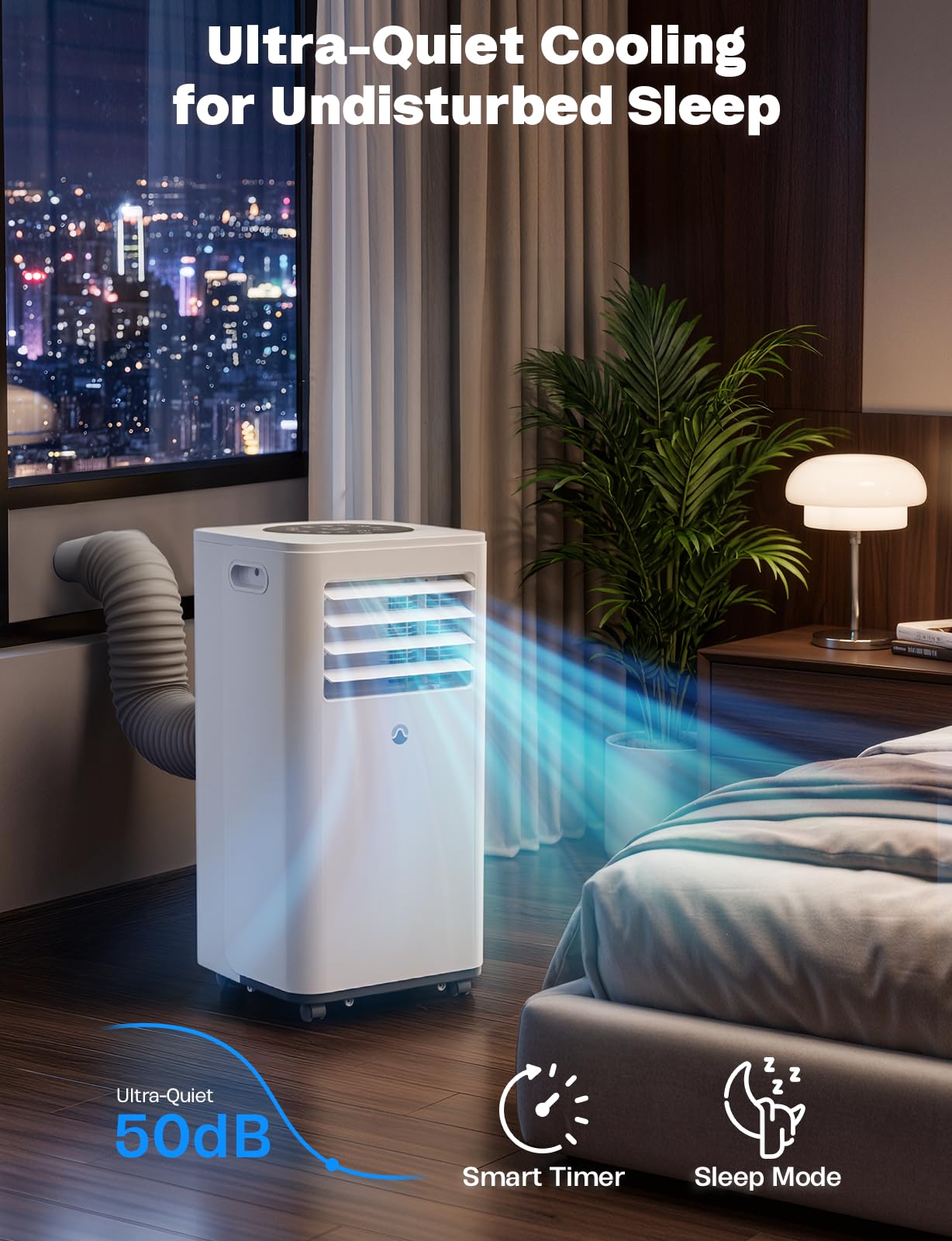 Portable Air Conditioners, 10,000 BTU Portable AC Unit for Room up to 450 Sq. Ft, 3 in 1 Small AC Unit with 24H Timer Smart Sleep Mode, Smart Stand up Air Conditioner for Bedroom Kitchen Garage