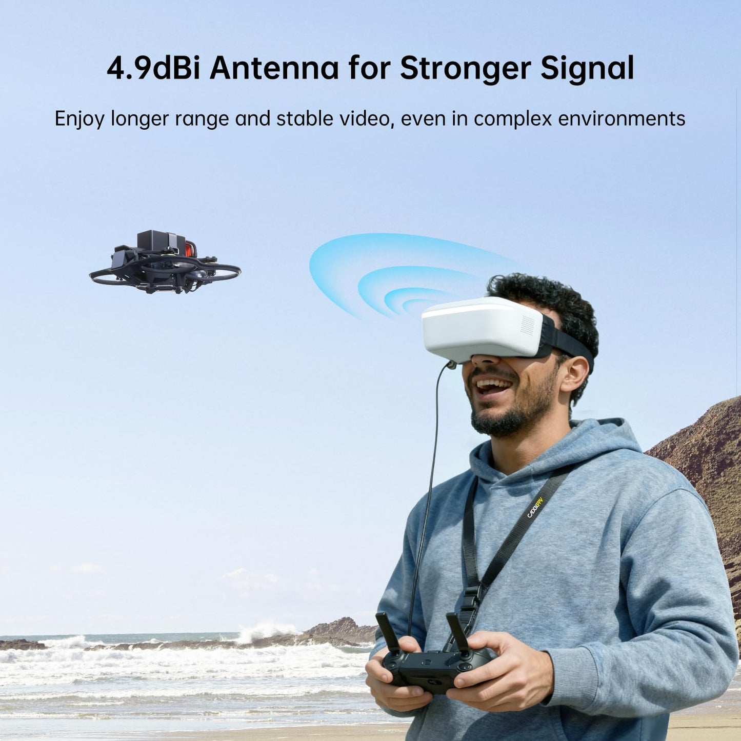 CADDXFPV Walksnail Avatar HD FPV Goggles L – 1080p 4.5-Inch Screen, Head Tracking, Immersive Flight Experience, PPM Signal, Micro SD Slot, Lens Customization, Compatible with All Walksnail VTX Kits