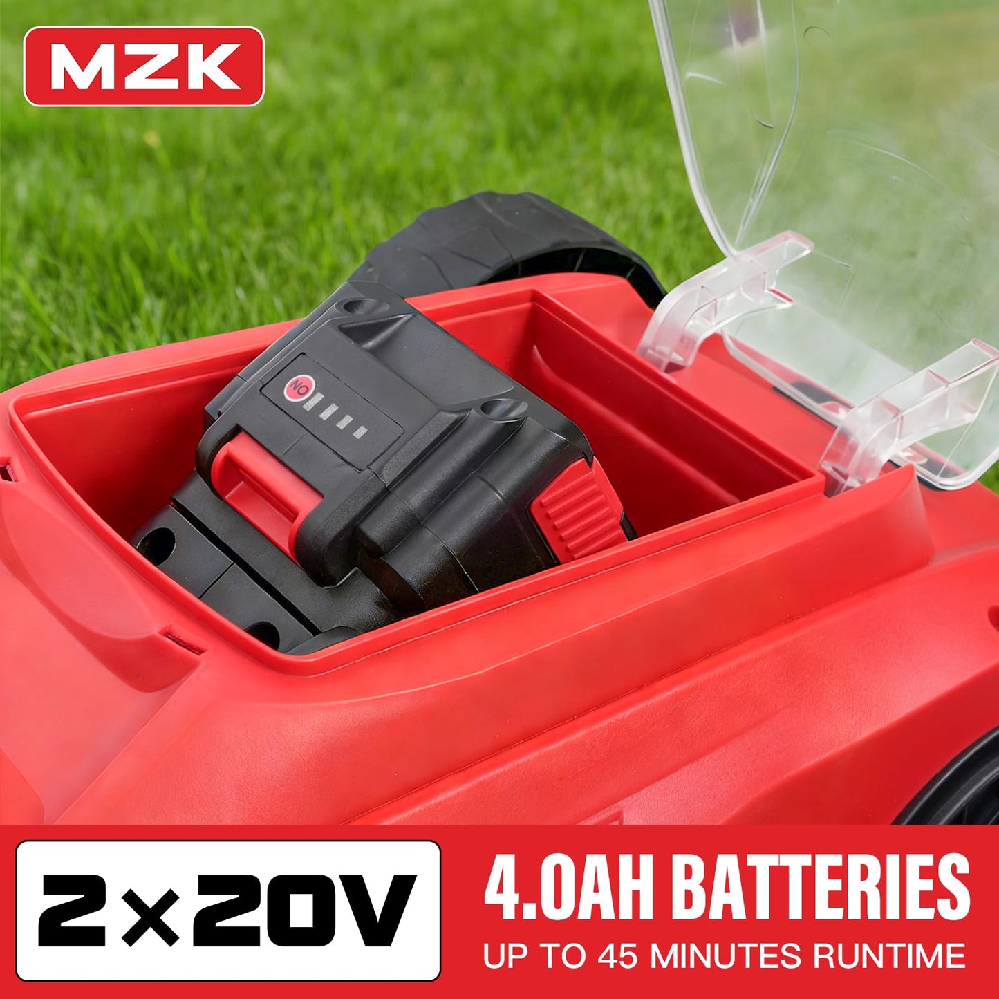 MZK 20V 13" Electric Lawn Mower, Brushless Cordless Lawn Mower with 4-Position Height Adjustment, Walk-Behind Push Mowers with 8 Gallon Grass Bag, 2 x 4.0Ah Batteries & Charger Included, LM13G8