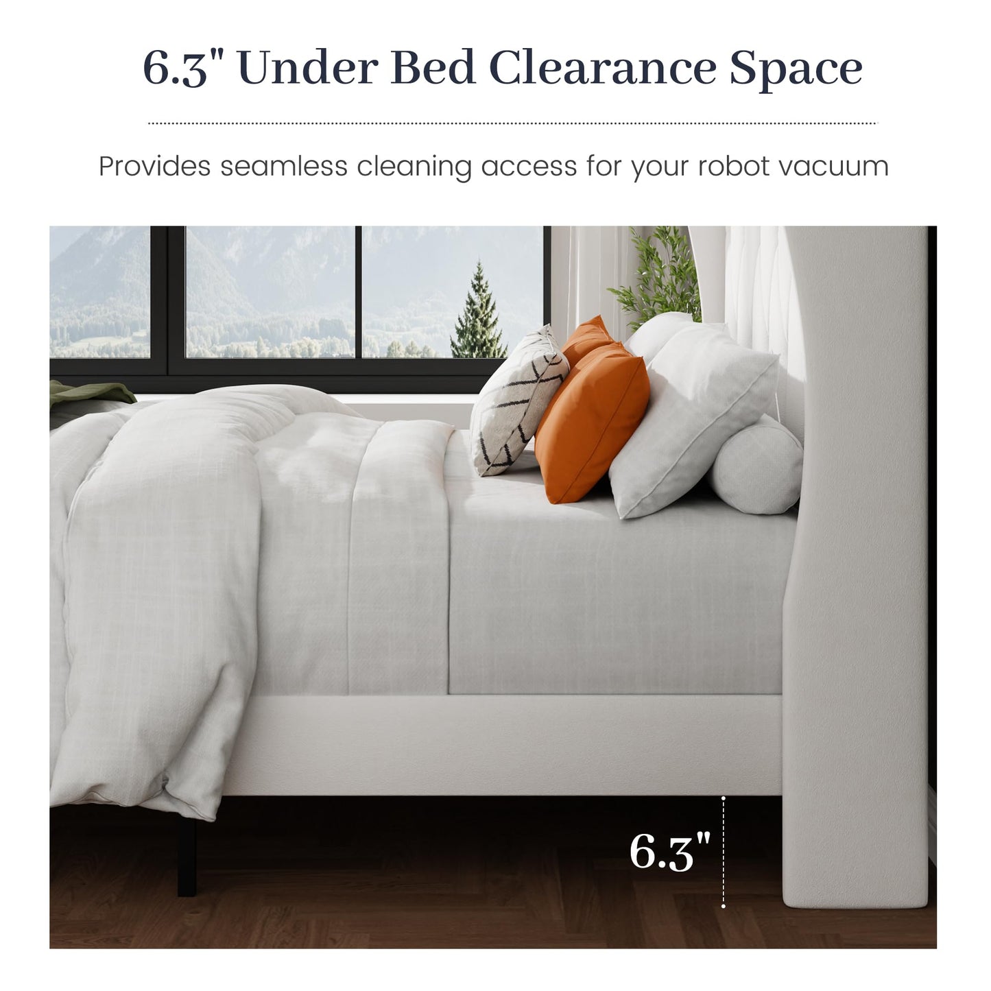 SAMTRA King Bed Frame with Extra Tall 51" Wingback Headboard, Soft Velvet Upholstered Platform Bed Frame, Modern Cloud Bed, Noise-Free, Metal Slats Support, No Box Spring Needed