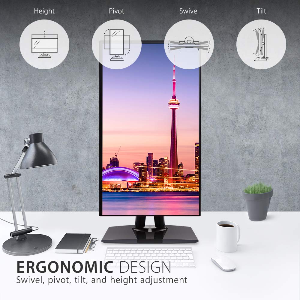 ViewSonic VP2768A 27 Inch 1440p ColorPro Monitor, IPS Display with 100% sRGB and Pantone Validated for Professional Photo Editing, Advanced Ergonomics, 90W USB-C, HDMI, and DisplayPort Daisy Chain