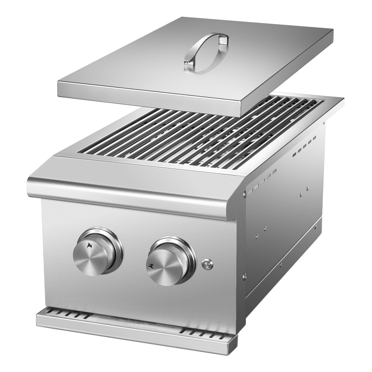 VEPURLT Double Side Burner with 2 x 17,000 BTU LP Gas Grills, Heavy Duty 304 Stainless Steel Built-in Gas Burners for Outdoor BBQ Island Grill Stations (Liquid Propane)