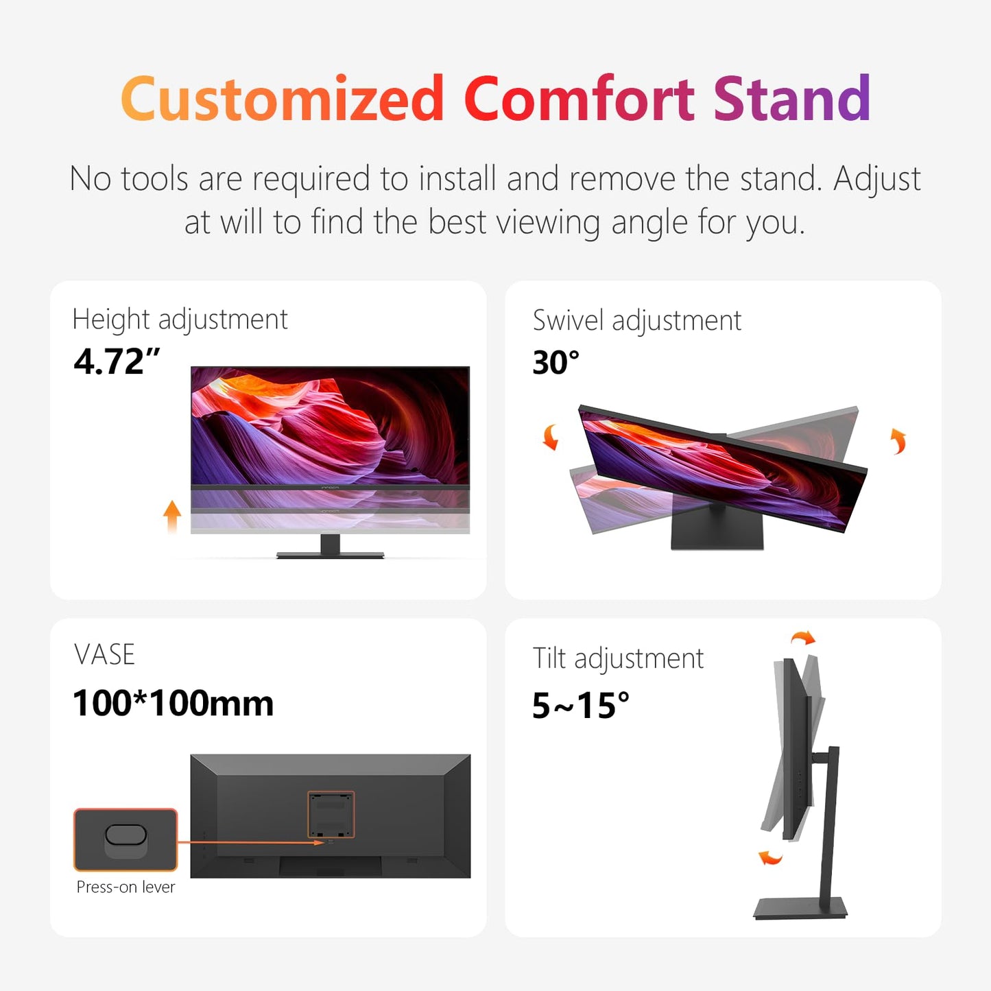INNOCN 34" Ultrawide Monitor WQHD 3440 x 1440P 180Hz IPS PC Adaptive-Sync G-SYNC Compatible, HDMI, DP, PIP/PBP, 21:9, HDR, MPRT, Built-in Speaker, Height Adjustable, Eye Care - 34C1R