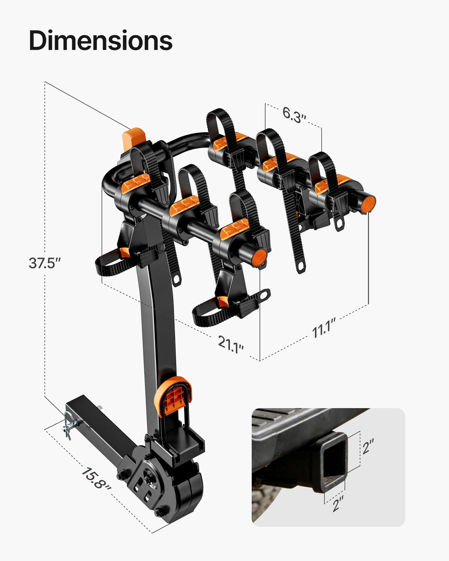 monTEK Premier Locking Quick Release 3-Bike Rack for Cars, Trucks, SUVs with 2” Hitch, Quick Foldable & Tiltable Bike Rack Hitch,3mm Thick Heavy-Duty Steel Frame&High-Secure Straps Hitch Bike Rack