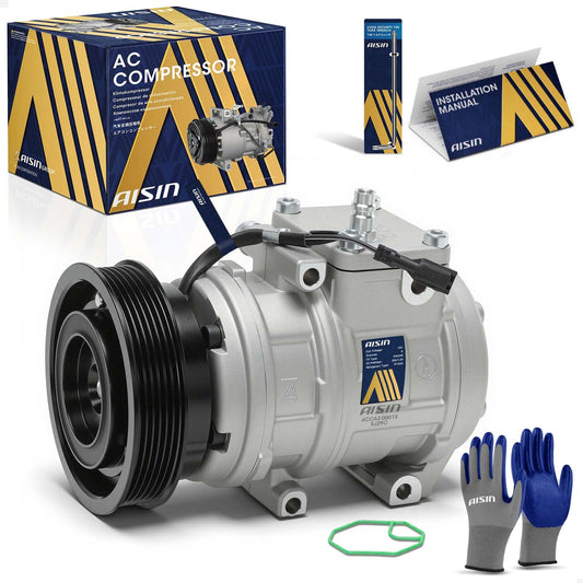 AISIN AFTERMARKET ACCAZ-00015 Air Conditioner AC Compressor - Compatible with Hyundai Tucson 2005-2009 2.7L, Kia Sportage 2005-2007 2.7L - with 6-Pulley Groove, with Clutch