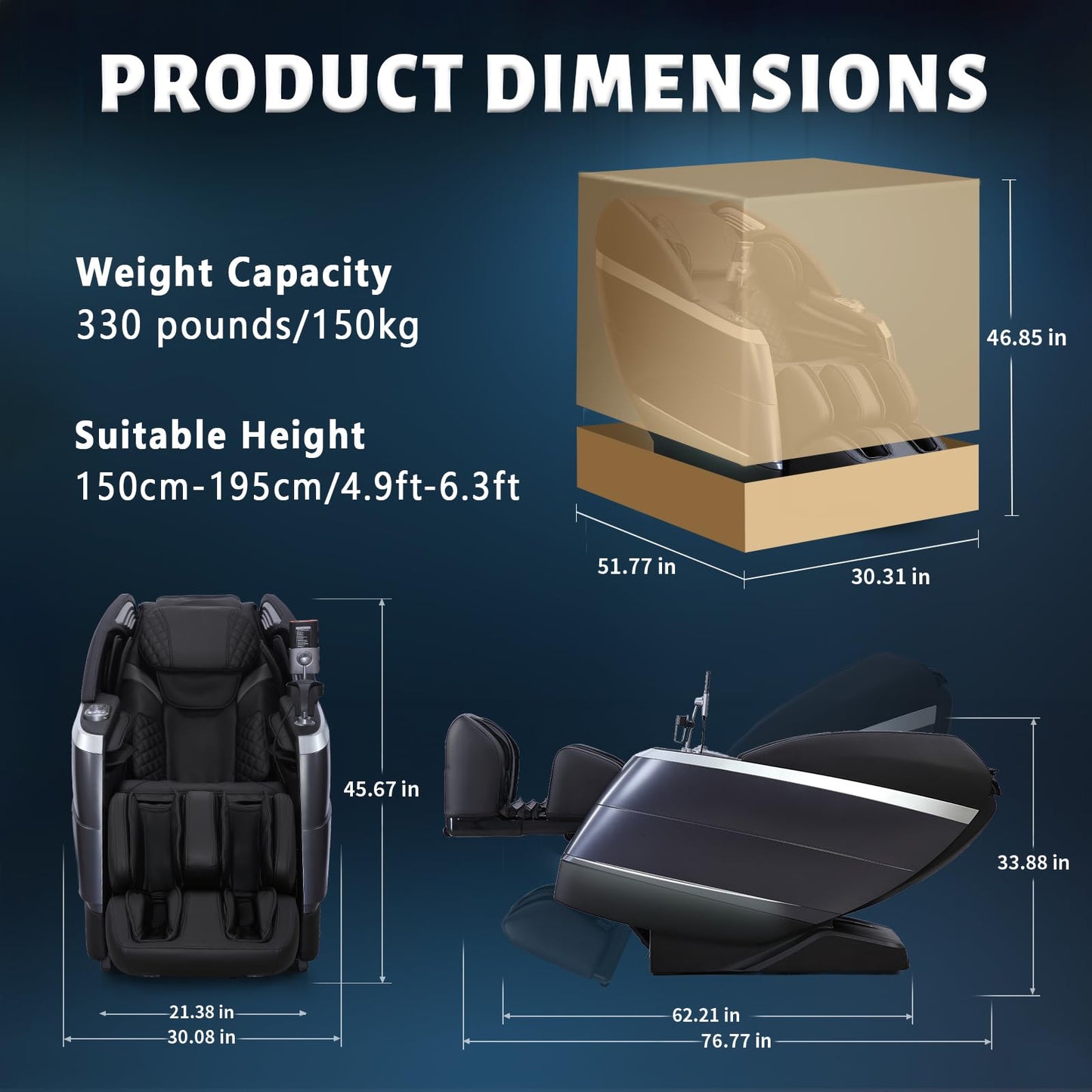 HealthRelife 4D Massage Chair Full Body, 166° Flexible Track, 18 Modes, 11Technique, 36 Airbag Massage, with Yoga Stretch, Foot Massage, Zero Gravity Massage Recliner（Black）