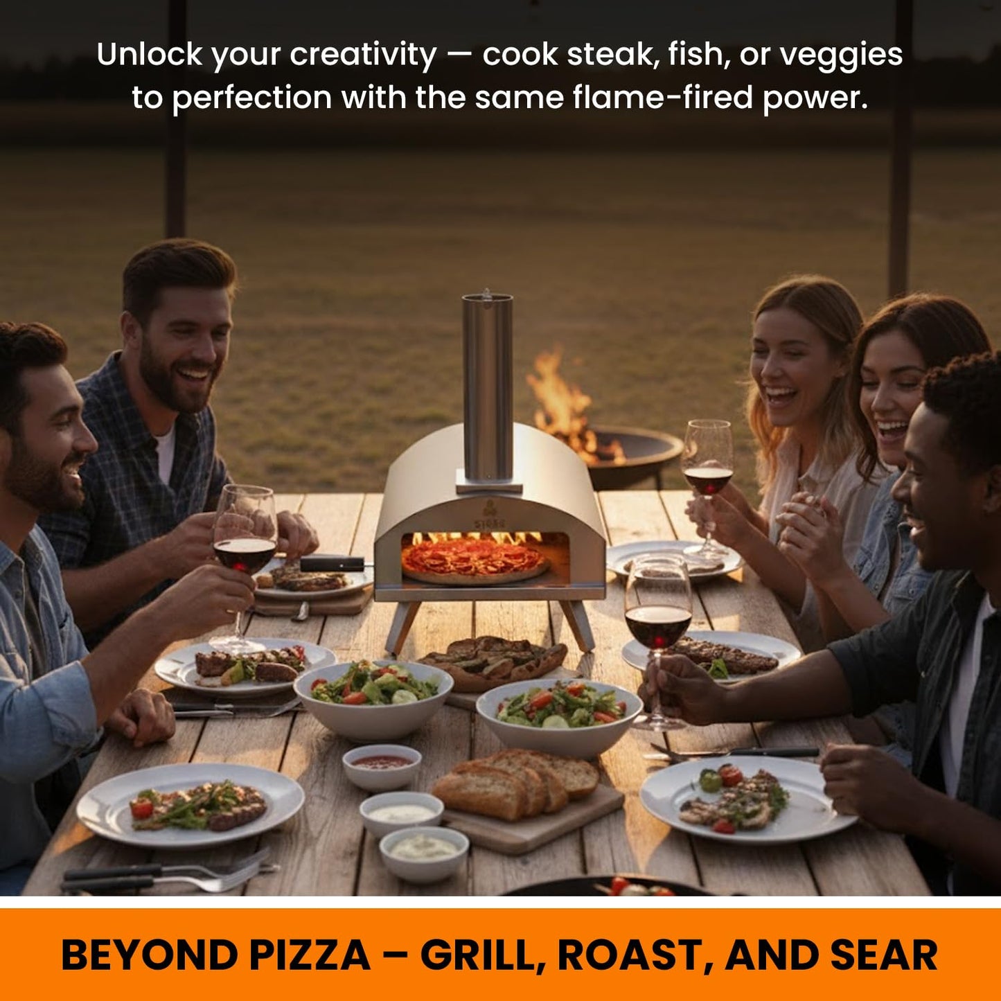 Stoke 16 Inch Outdoor Pizza Oven – Portable Outdoor Pizza Maker for Backyard, Camping, or Tailgating – Stainless Steel Multi-Fuel Oven with Pizza Stone & Accessories