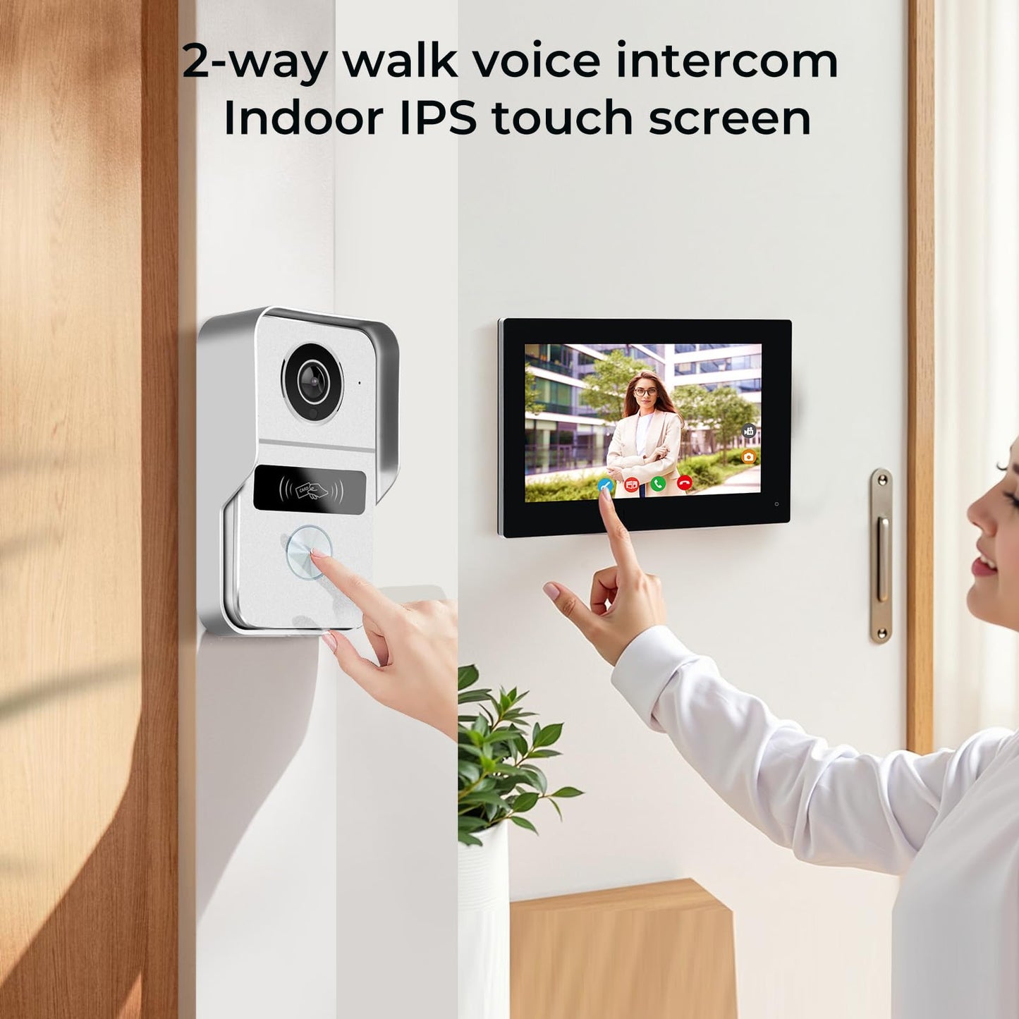 2 Wired Video Doorbell video Intercom System 1-Camera and 2-Monitor, 7 Inch Touch Screen, Night Vision, Support Remote Unlock, Dual-Way Intercom for Villa House Office Apartment Smart Phone Monitor