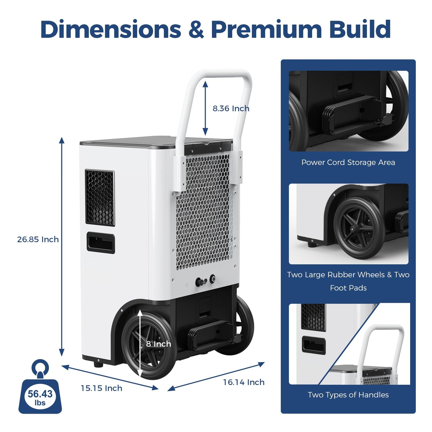 ALORAIR 145 PPD Commercial Dehumidifier with Pump & Drain Hose, Portable Dehumidifiers for Garage, Large Room, Basement, Industrial Use, Auto-Defrost, 6 Years Limited Warranty