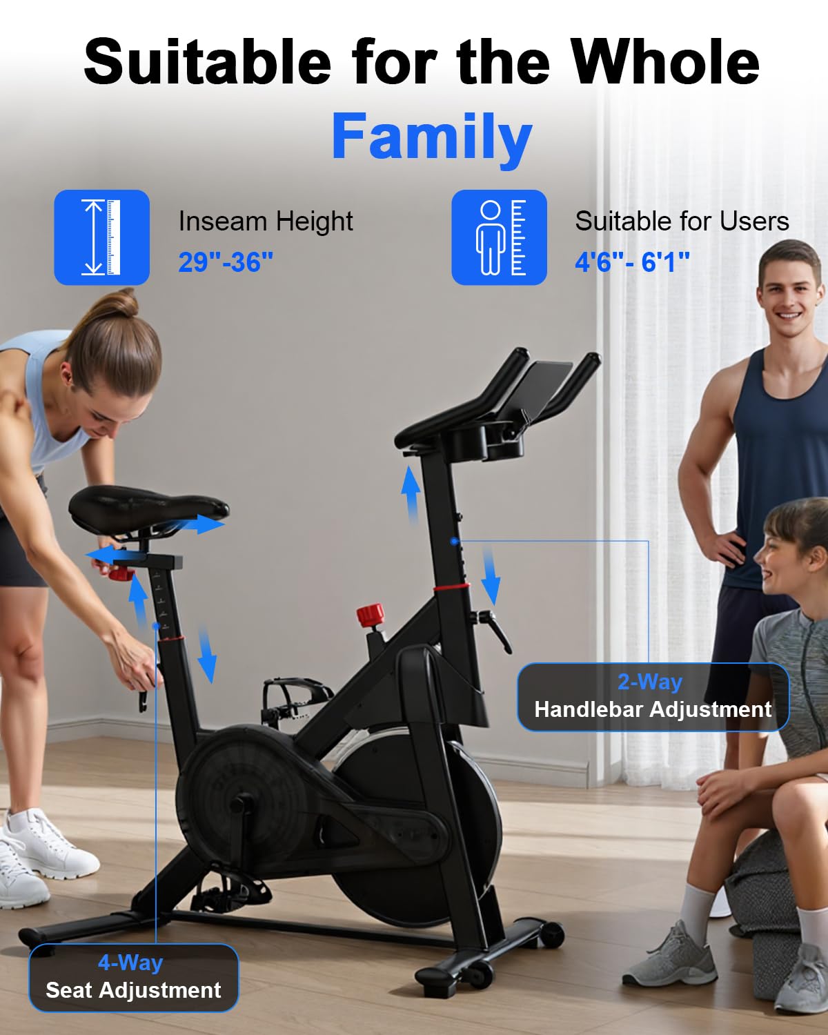 Superun Exercise Bike, Stationary Bikes for Home Gym with 32-Level Magnetic Resistance, 300LBS Capacity Indoor Cycling Bike with Comfortable Seat, LED Display
