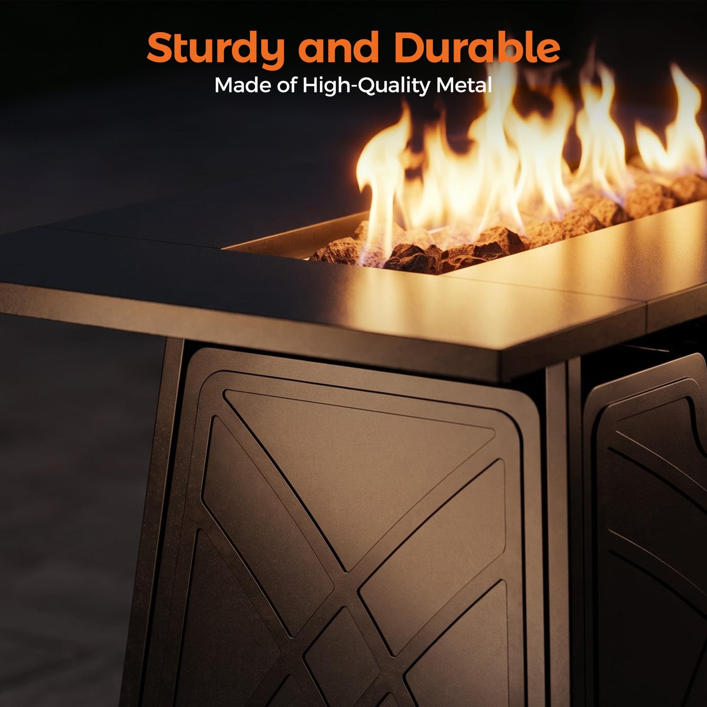 BALI OUTDOORS Propane Fire Pit Patio Outdoor Fire Pit Table Large Firepits for Outside Black