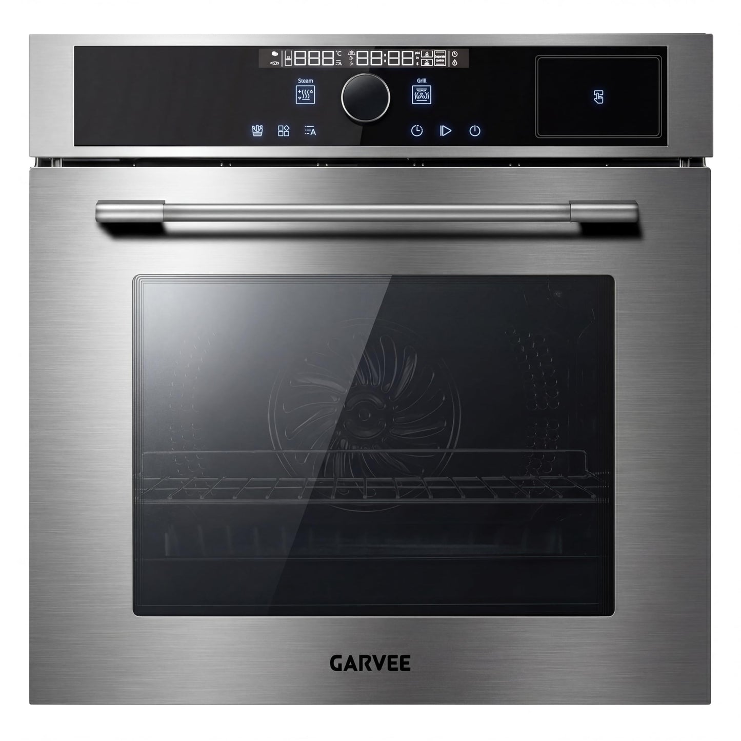 Garvee 24 Inch Built-in Single Wall Oven, 2.5 Cu. ft. Electric Oven, 3000W Power, 5 Cooking Functions, Touch & Mechanical Knob Control, Double Layer Low-e Glass Door, ETL Certified, Silver
