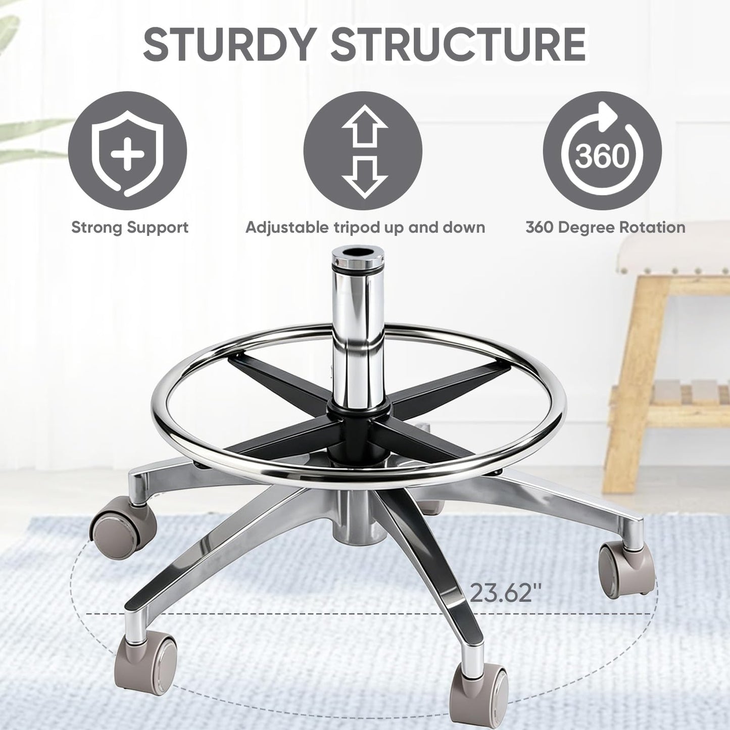 Rolling Stool with Back Support | Heavy Duty Stool 400lbs,2-in-1 Armrest Backrest Adjustable Height Swivel Chair,PU Leather Ergonomic for Dentist Hygienist Tattoo Artist Salon Lab Home Office-black