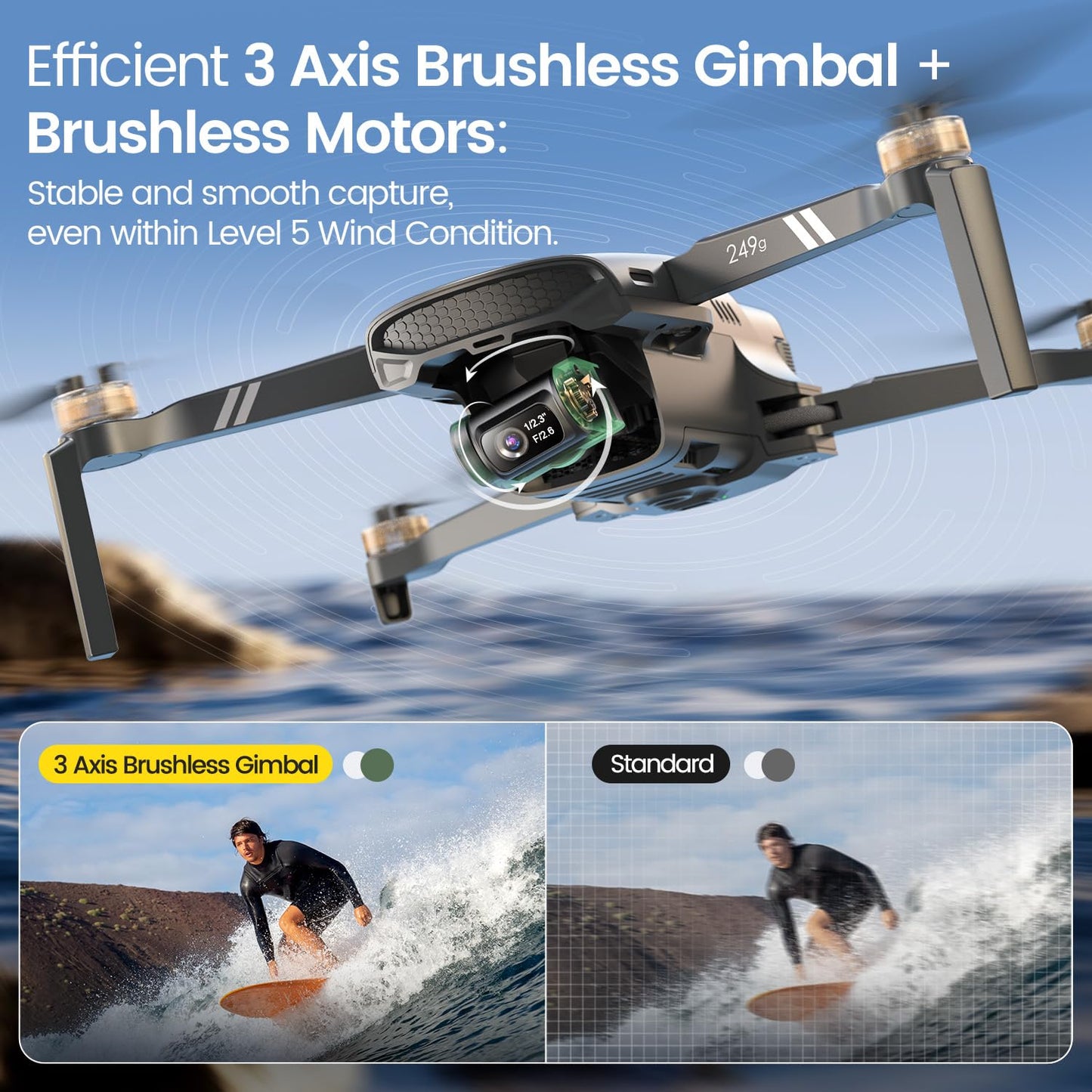 Holy Stone HS900 Drone with Camera for Adults, 3-Axis Gimbal, 8K Photo, 4K/30FPS Video, 20000Ft Transmission, AI Follow Me, Smart Return, QuickShots, Beginner-Friendly